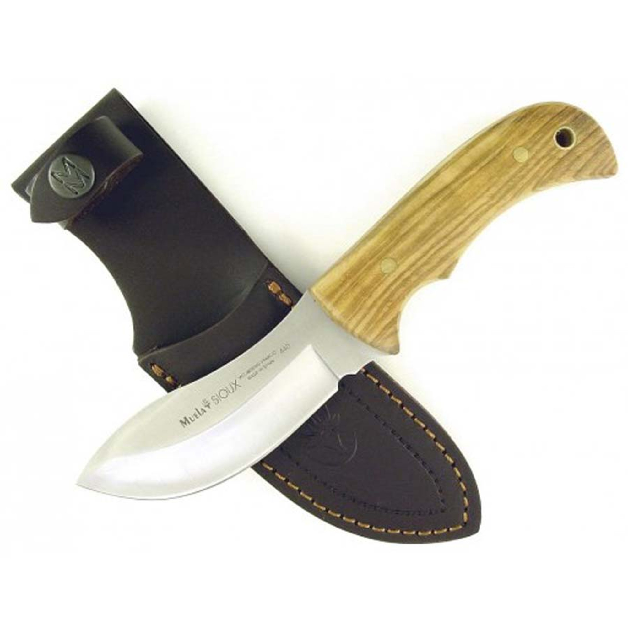 MUELA SIOUX-10OL, X50CrMoV15, 4" Fixed Blade Hunting Knife, Olive wood Handle
