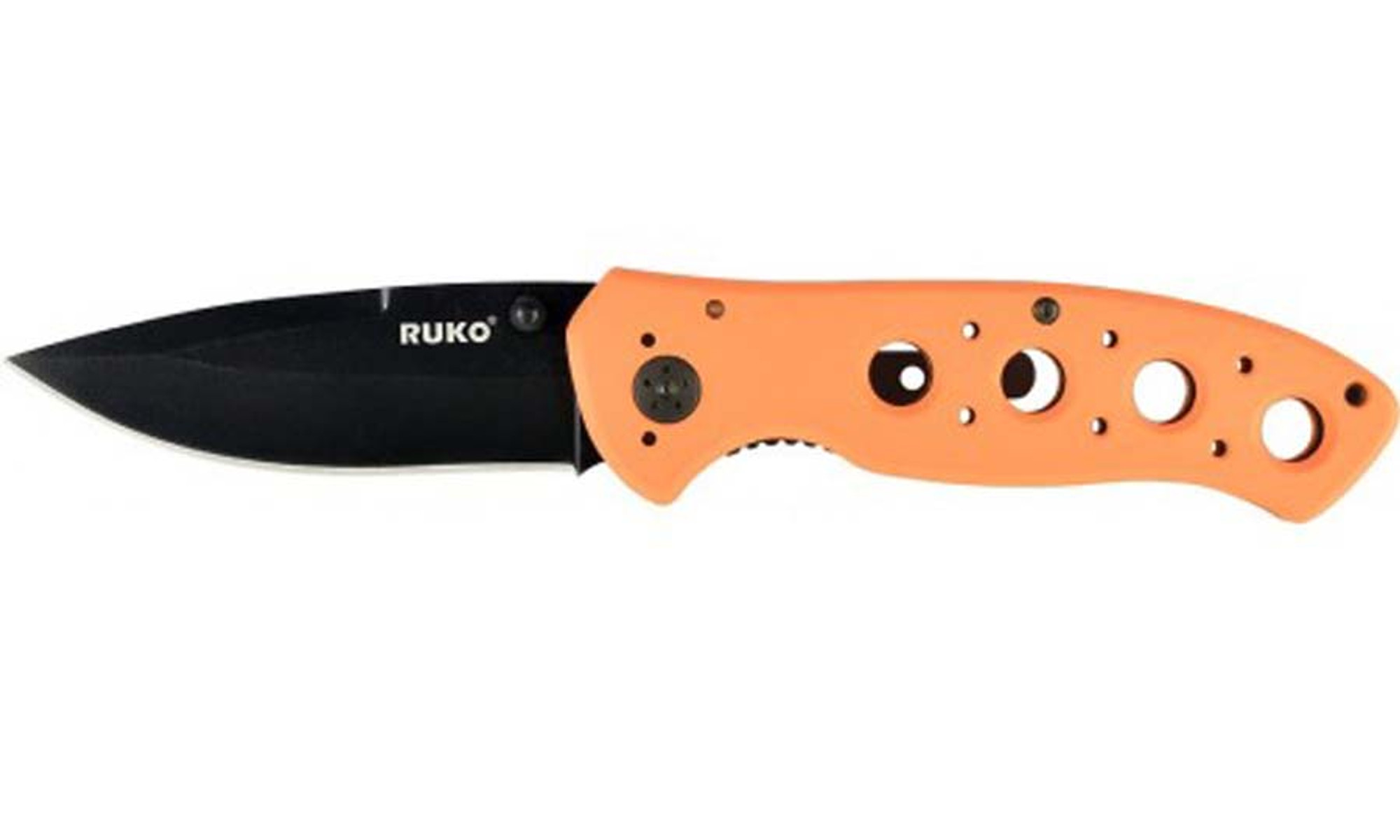 RUKO RUK0075BZ, 440A, 3-1/4" Folding Blade Knife, Blaze Orange Handle, boxed