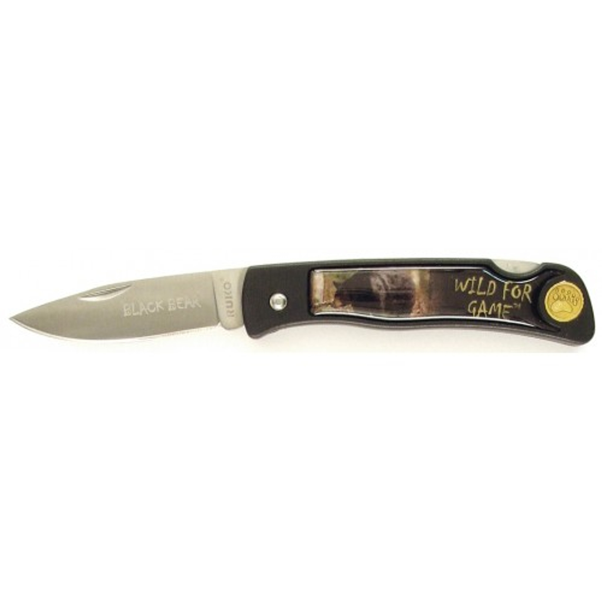 RUKO RUK0130BB, 420A, 2-1/2" Folding Blade  Knife, Black Bear Image on Nylon Handle, boxed
