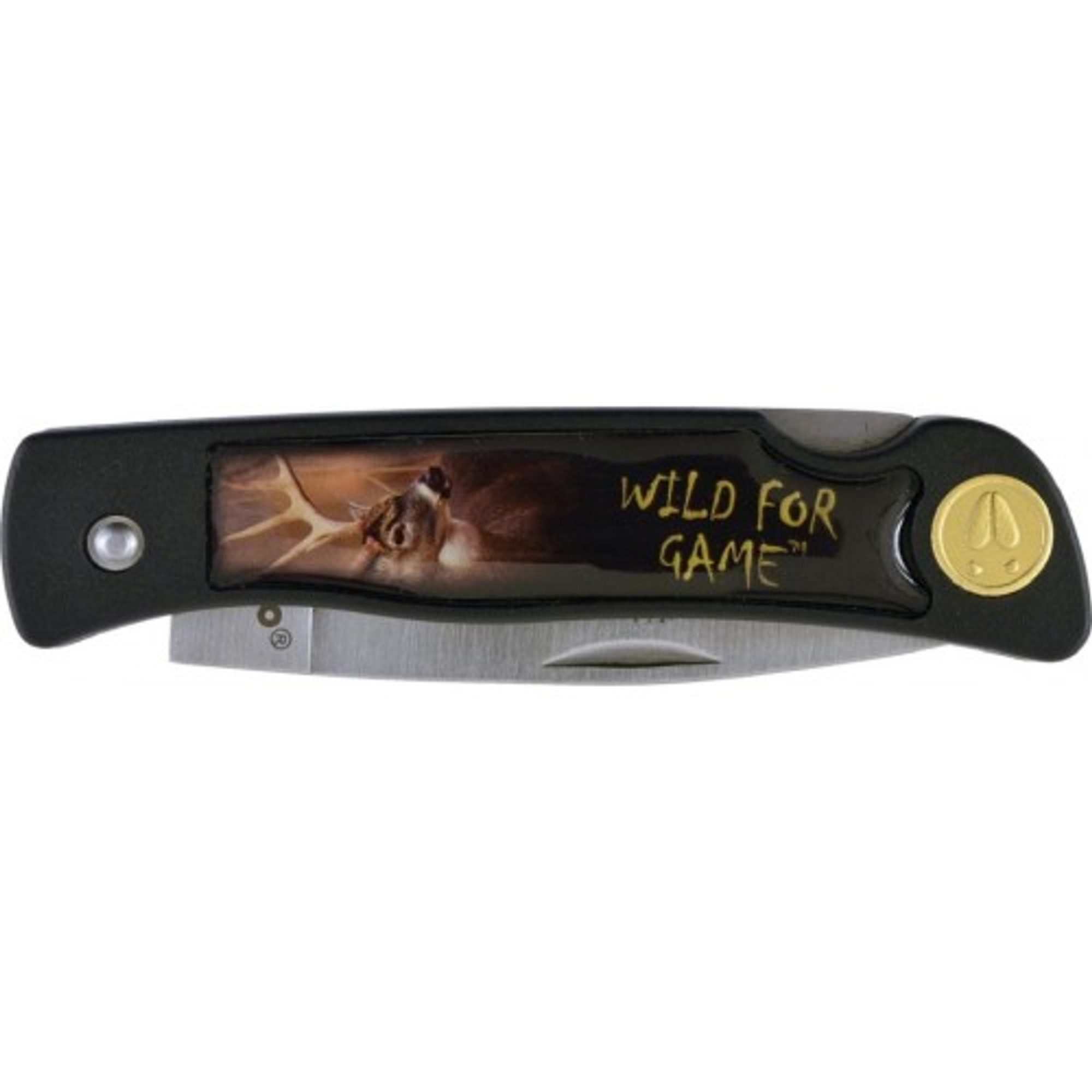 RUKO RUK0130WD, 420A, 2-1/2" Folding Blade Knife, Whitetail Deer Image on Nylon Handle, boxed