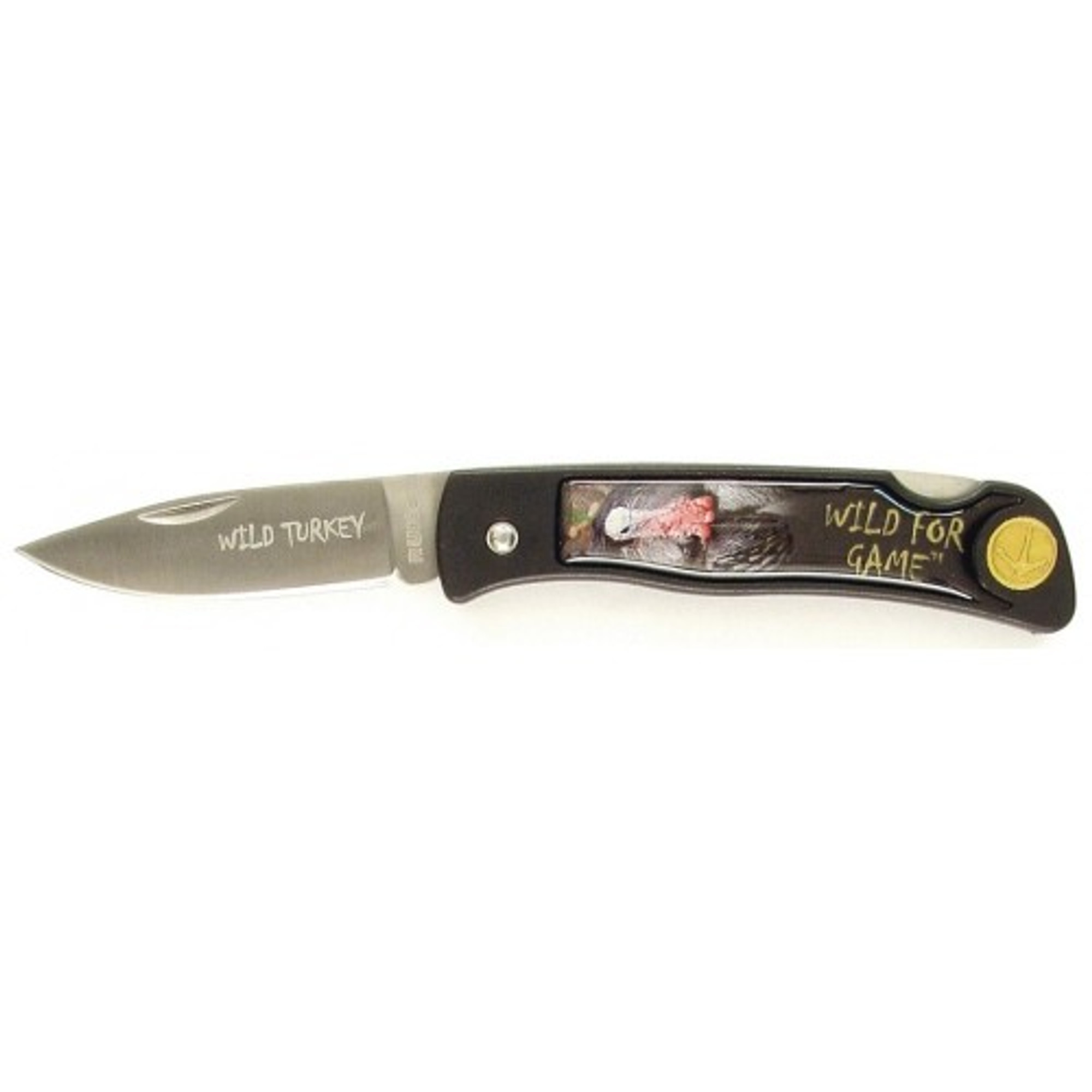RUKO RUK0130WT, 420A, 2-1/2" Folding Blade Knife, Wild Turkey Image on Nylon Handle, boxed