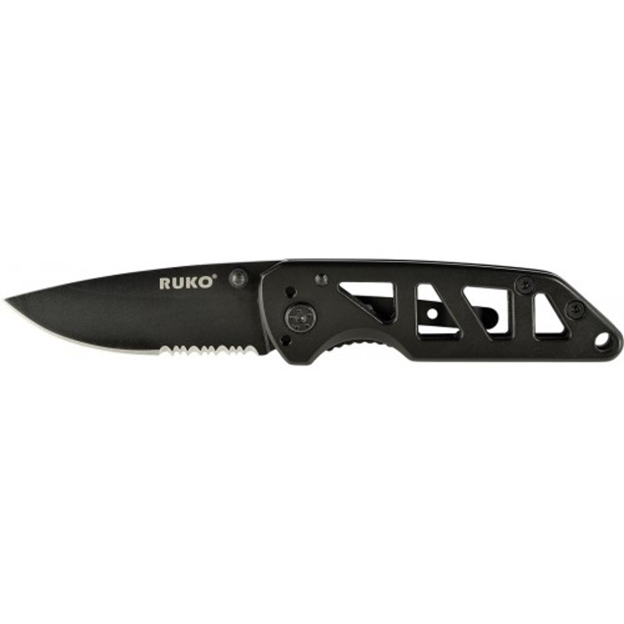 RUKO RUK0162, 440A TiN, 2-1/2" Folding Blade Ti-Tactical Knife, Black Titanium Nitride Coated Vented Handle, boxed