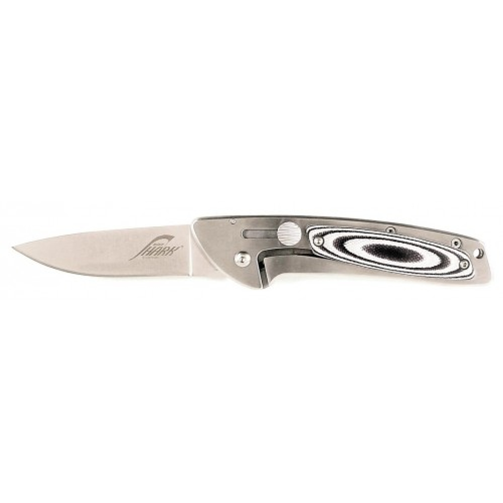 RUKO RUK0085, 440A, 3" Lever Action Folding Blade Knife, Grey Linen Micarta Handle