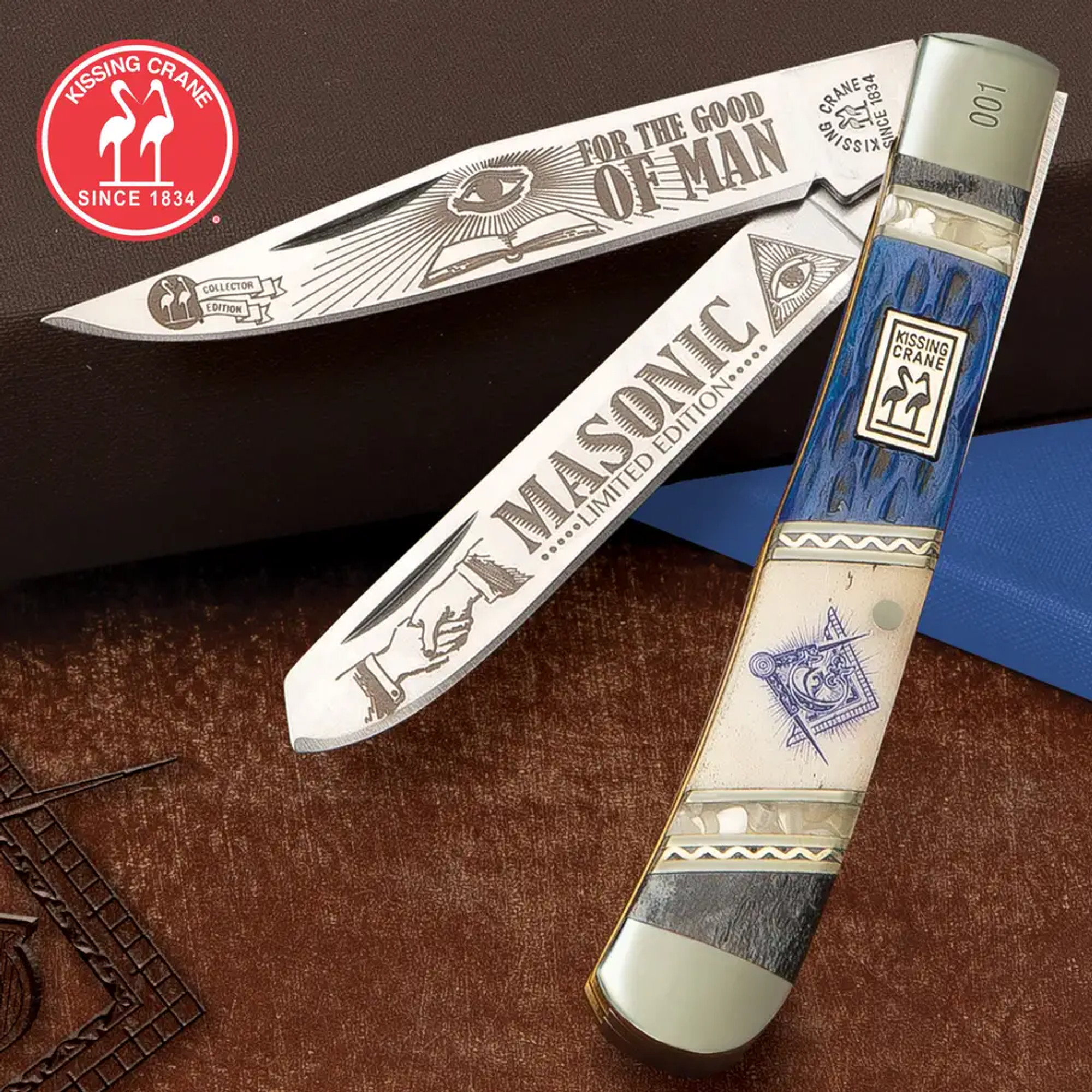 Kissing Crane 2020 Masonic Trapper Pocket Knife