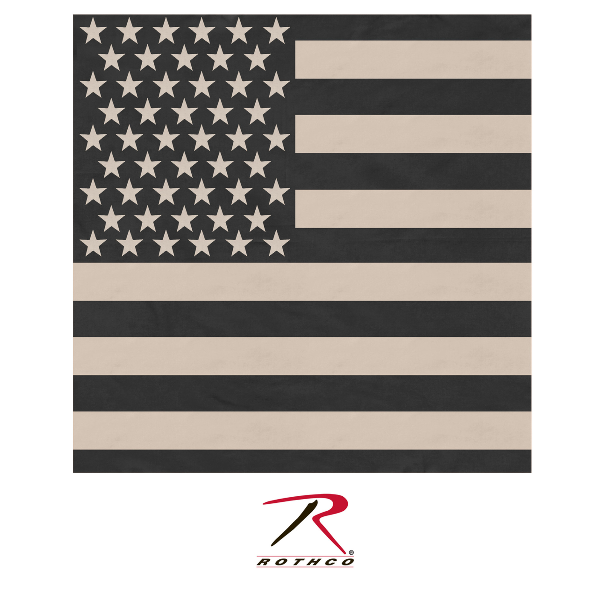 Rothco Subdued US Flag Bandana - Black/Khaki - 22"x22"