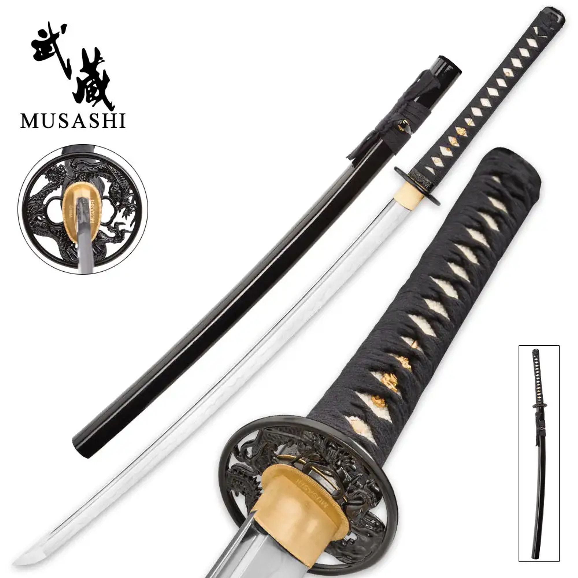 Musashi 1060 Carbon Steel Clay Tempered Katana Sword