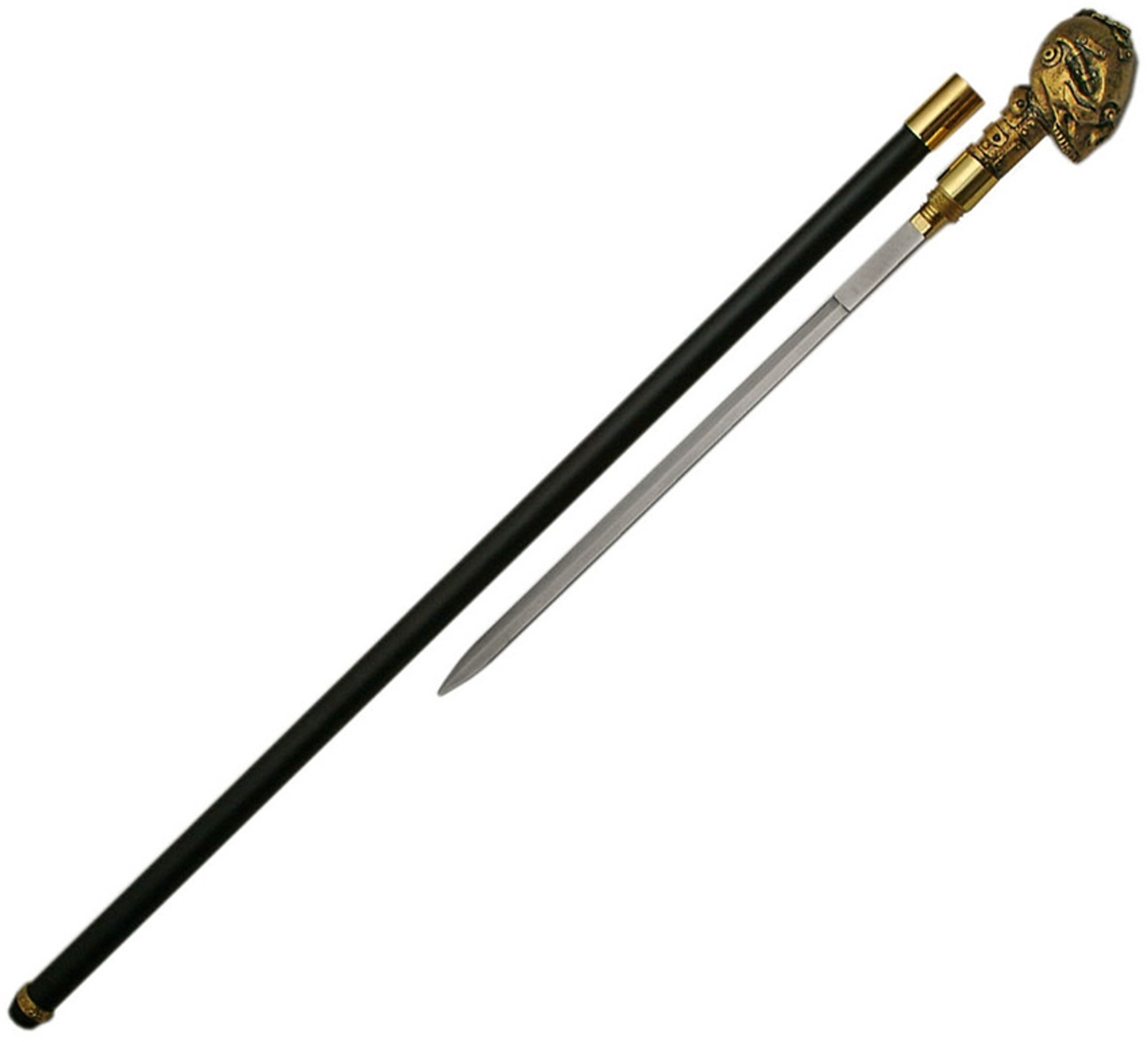 Skull Sword Cane Brass