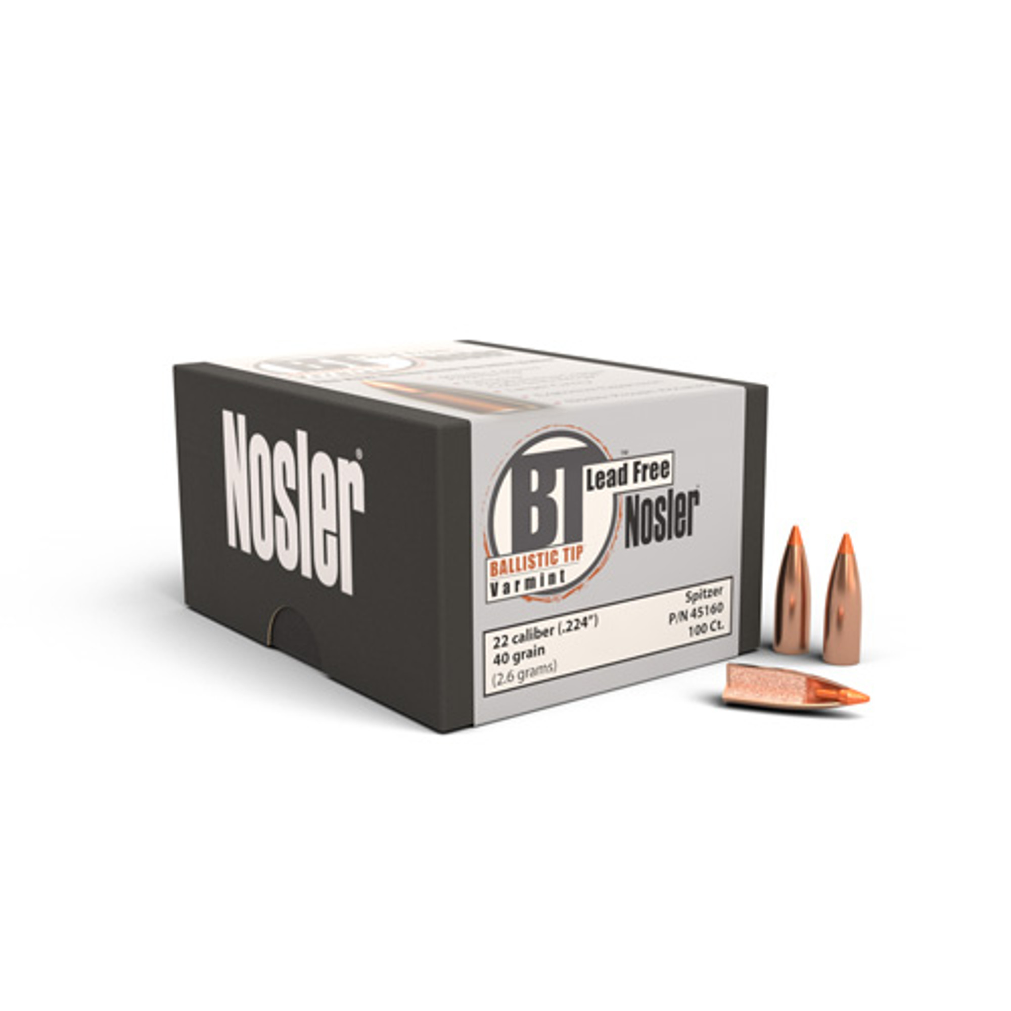 .224 Dia 40Gr Lead Free Ballistic Tip (100 Ct)