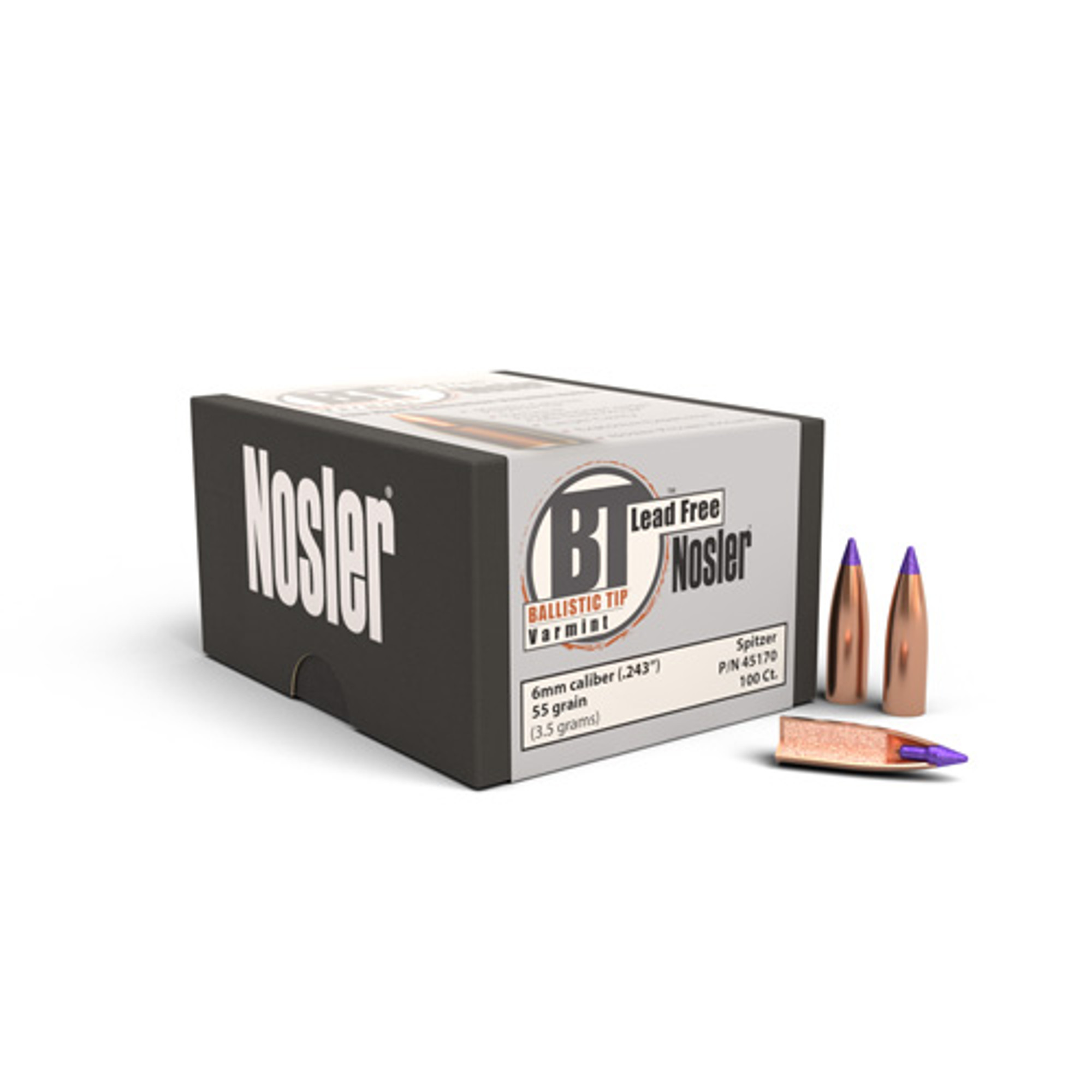 .243 Dia 55Gr Lead Free Ballistic Tip (100 Ct)