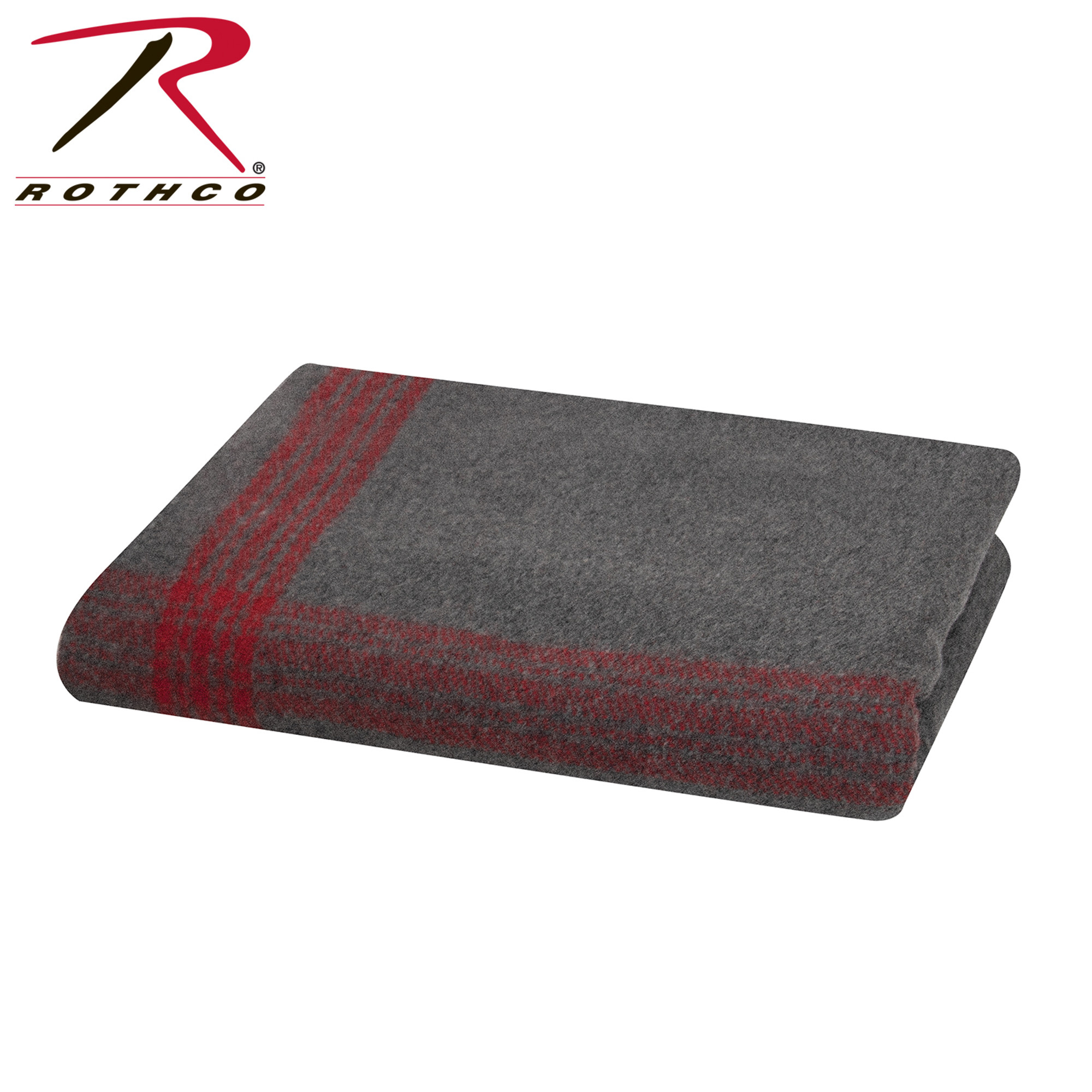 Rothco Striped Wool Blanket - Grey/Red