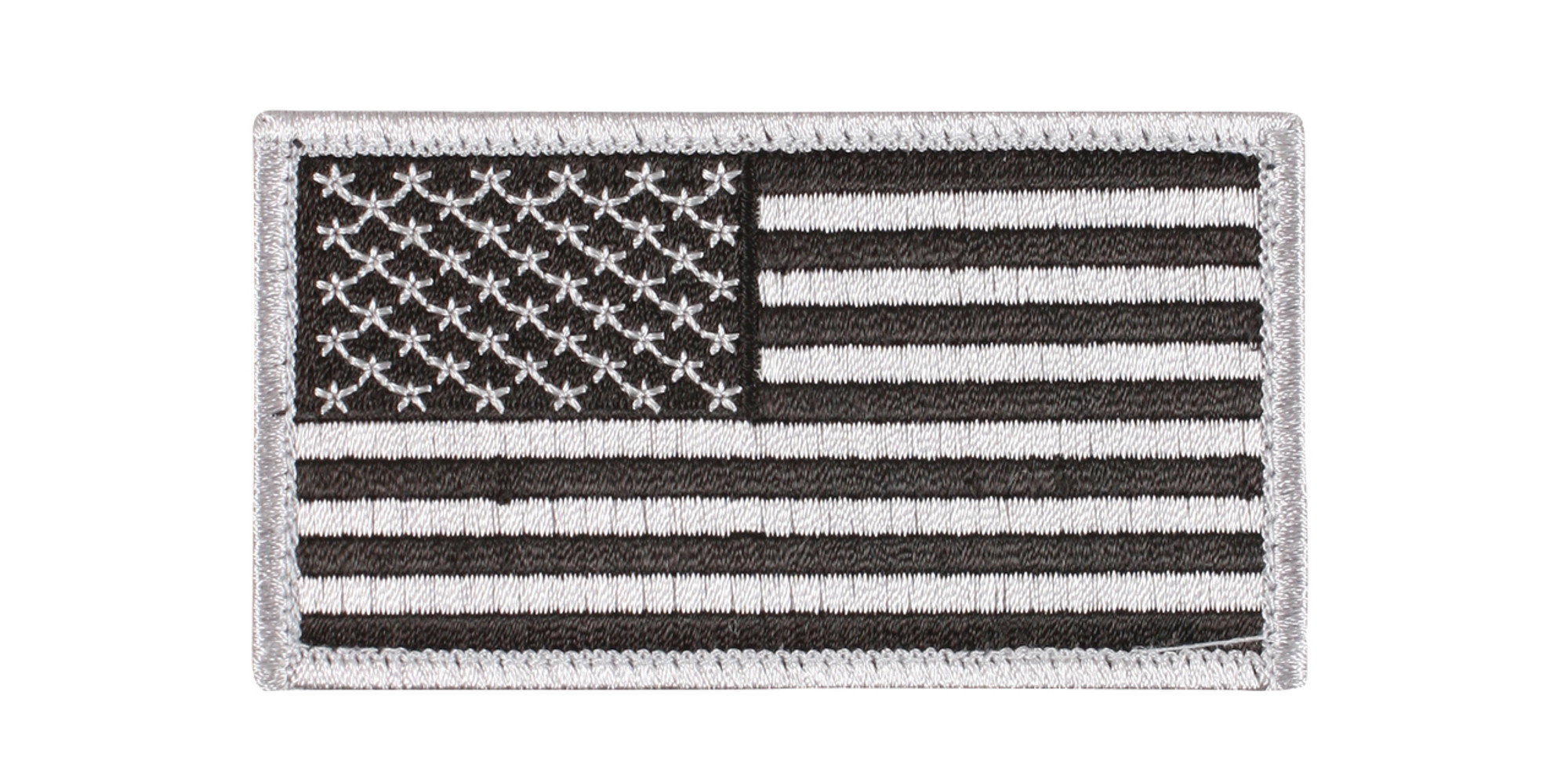 Rothco American Flag Patch - Hook Back - Silver/Black