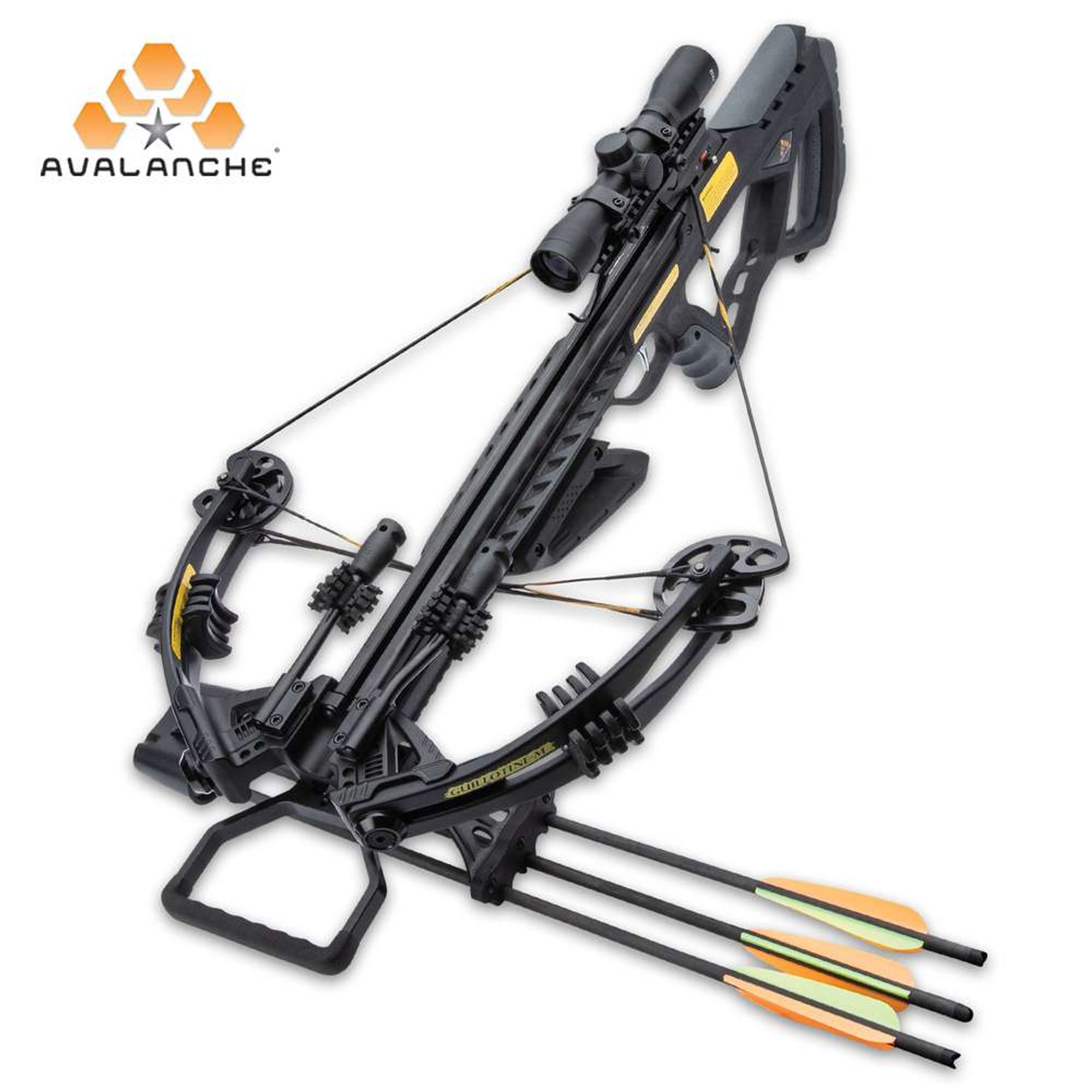 Avalanche Guillotine Crossbow - Composite Stock, Fiberglass Limbs, Aluminum Barrel, 370 FPS, Safety Trigger - Length 35”