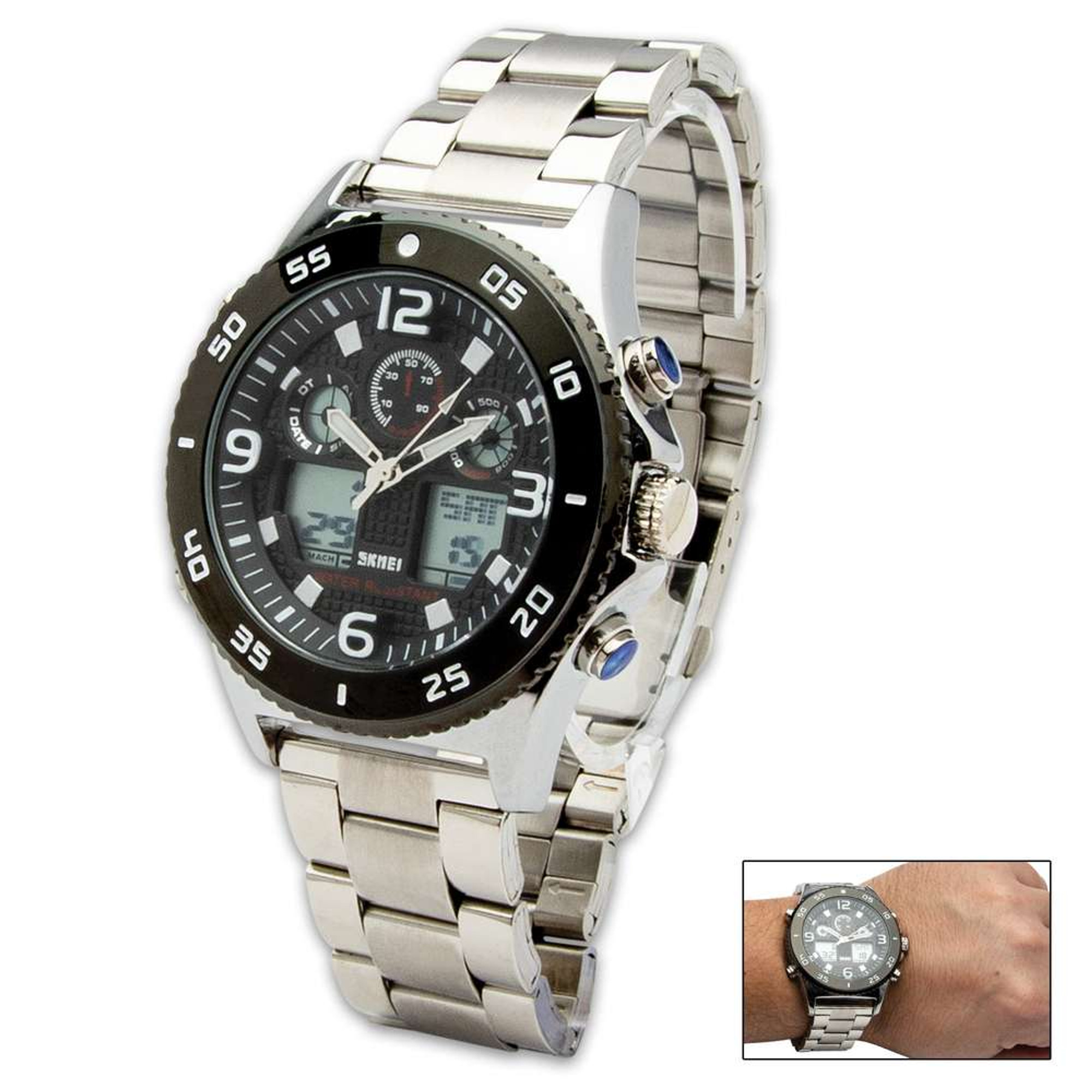 Contender Black And Stainless Everyday Casual Watch - Digital