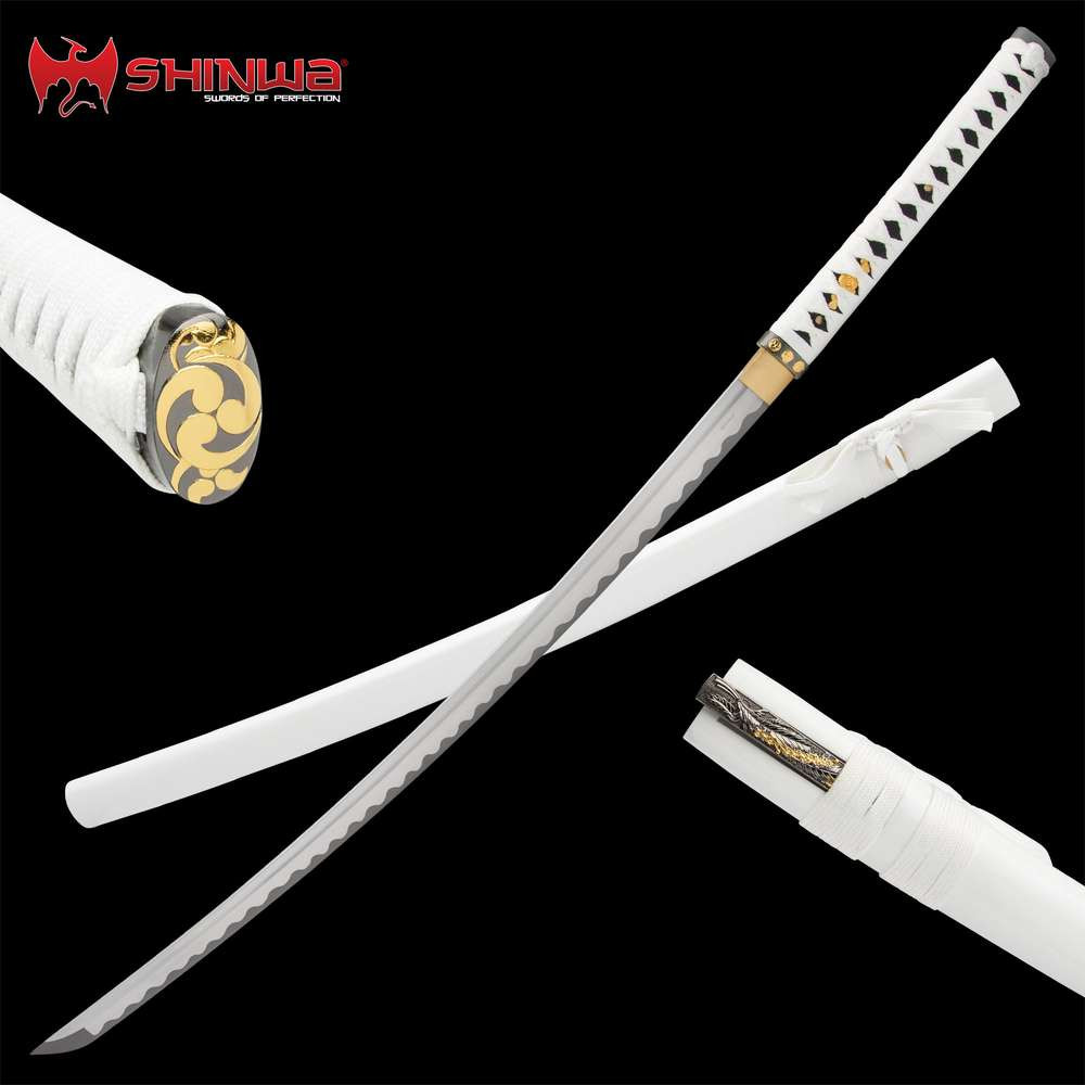 Shinwa Ivory Hariken Katana With Knife And Scabbard