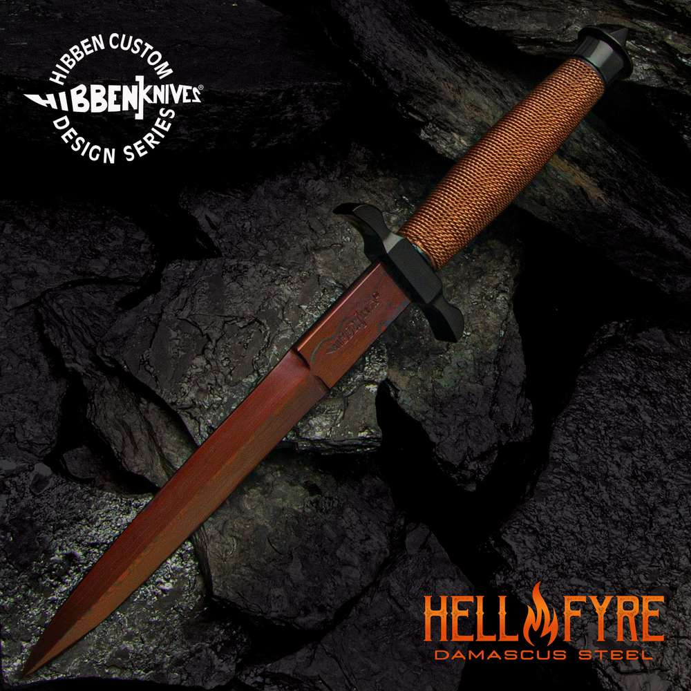 Hibben HellFyre Shadow Knife With Sheath - Damascus