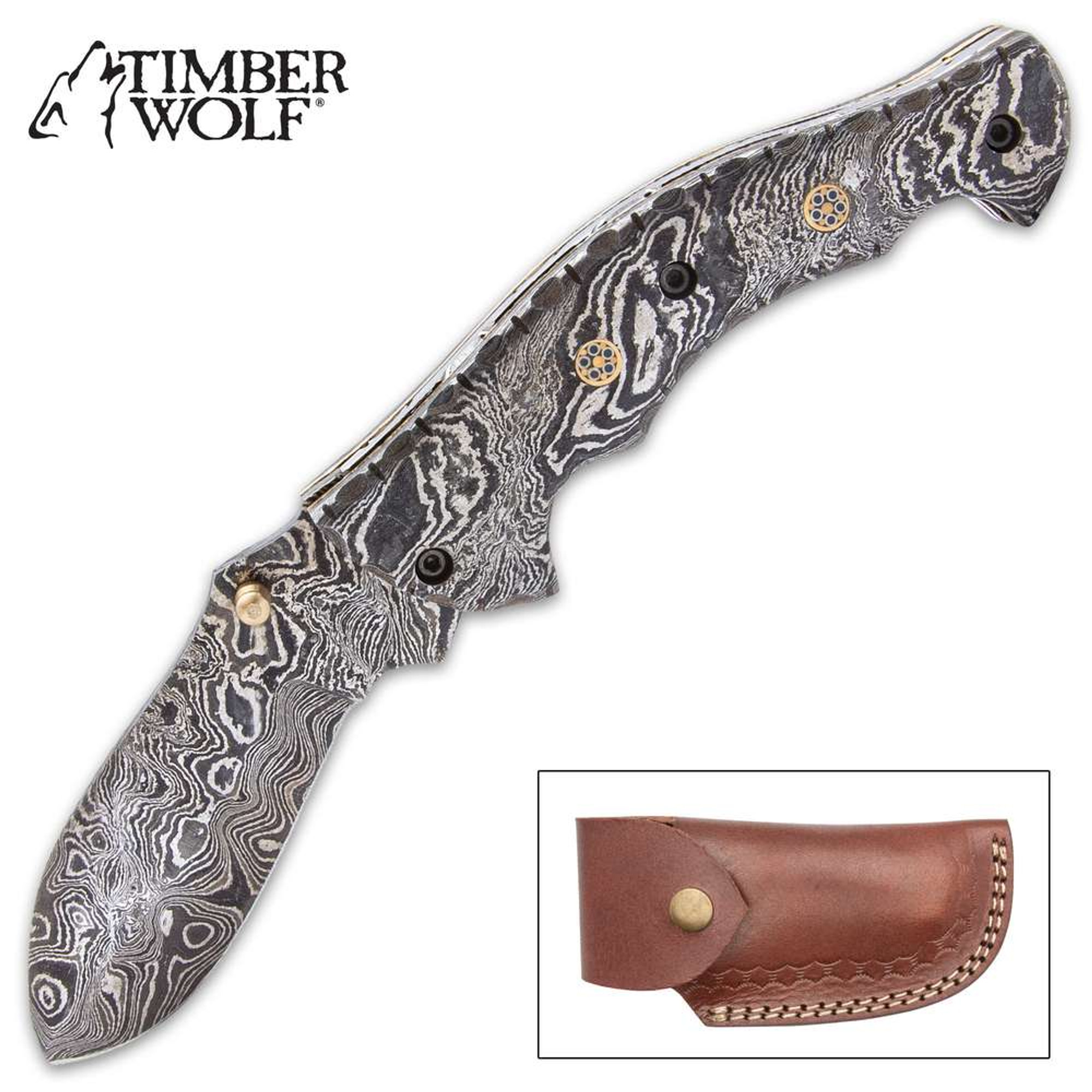 Timber Wolf Steam Pocket Knife - Damascus