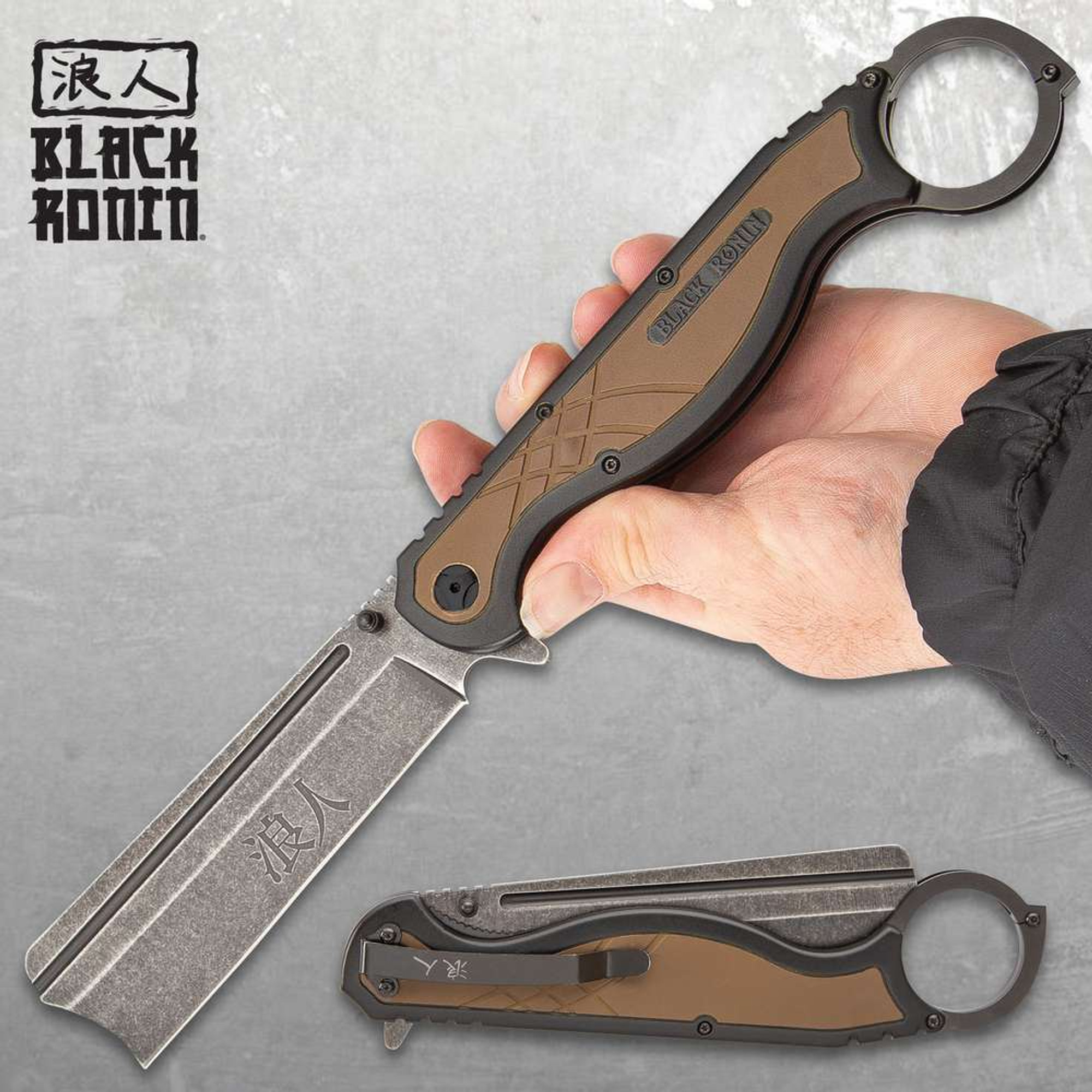 Black Ronin Straight Razor Pocket Knife