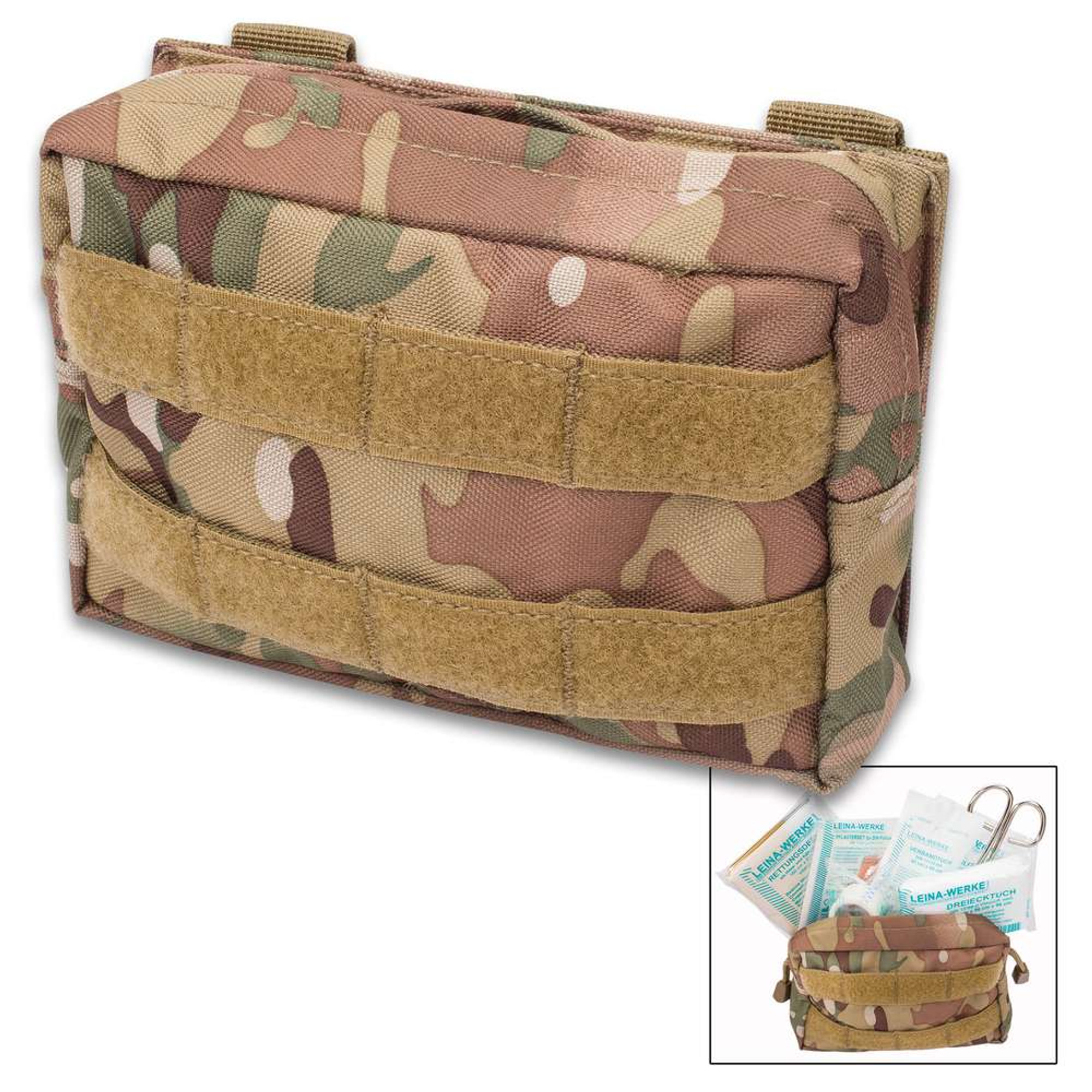 Mil-Tec 25-Piece First Aid Kit in MOLLE Belt Pouch - Camo