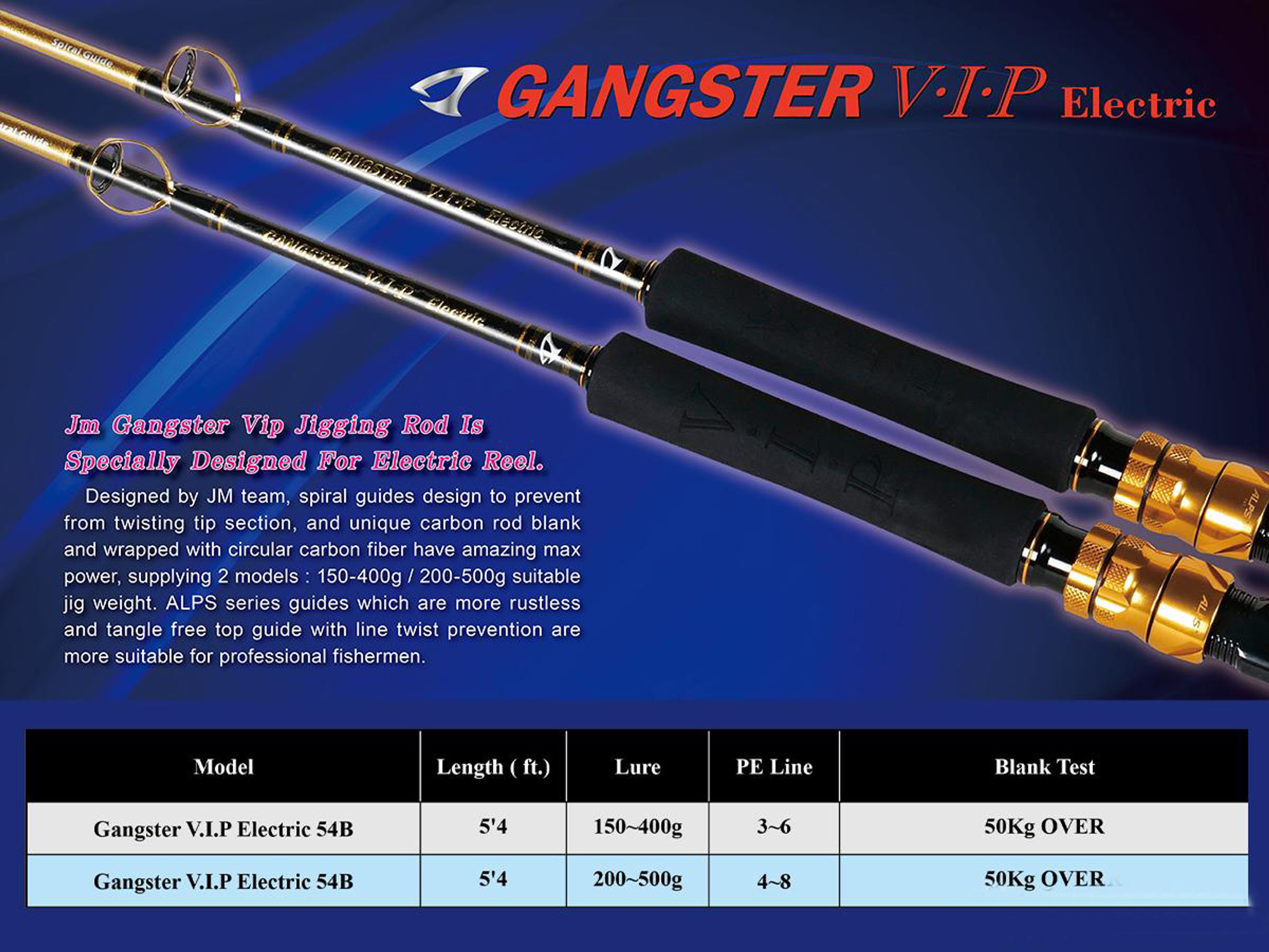 Jigging Master Gangster VIP Electric Reel Special Fishing Rod
