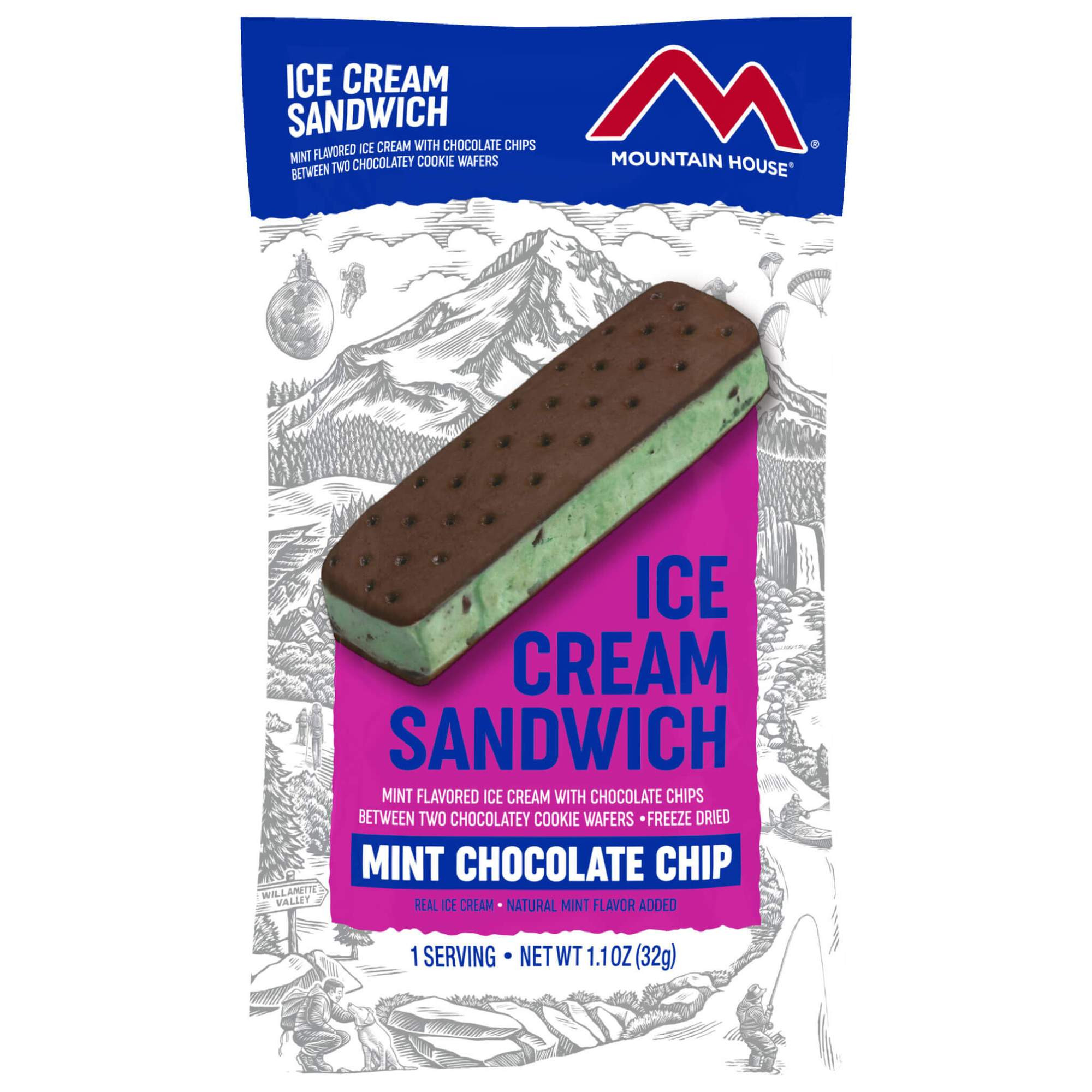 Mountain House Freeze Dried Camping Food (Menu: Mint Chocolate Chip Ice Cream Sandwich / Dessert)