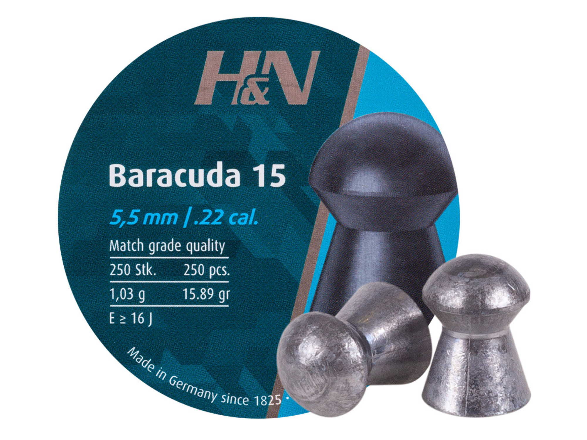 H&N Baracuda 15 .22 Cal 15.89 Grains Round Nose 250ct