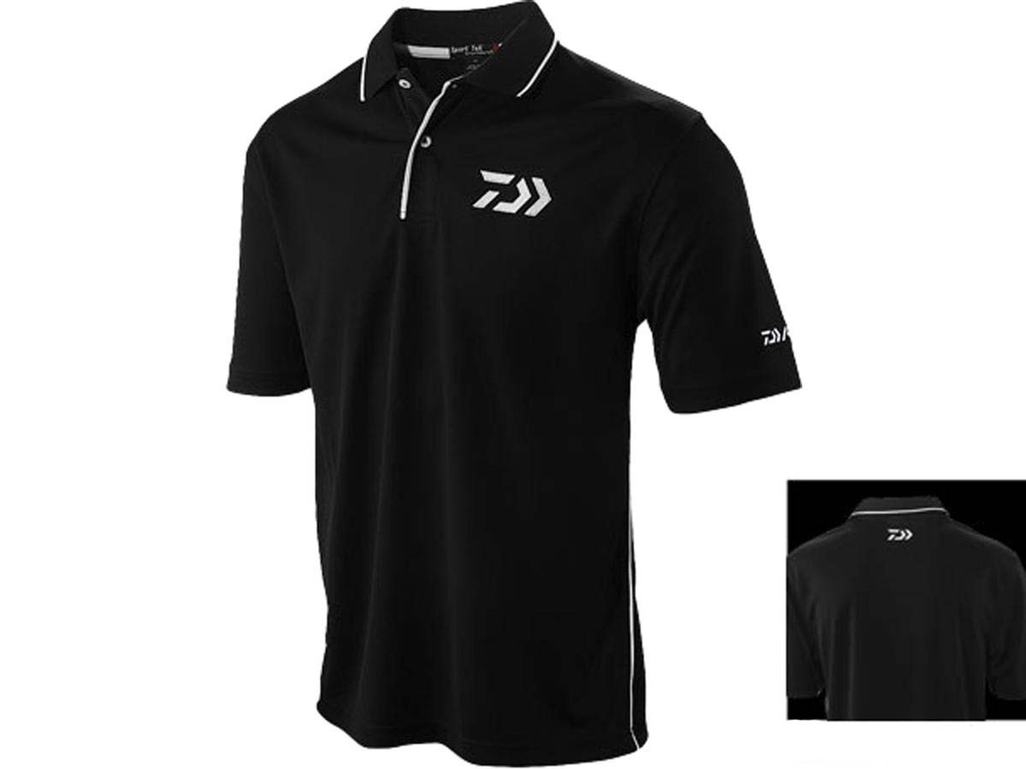 DAIWA D-VEC Polo Shirt w/ Embroidered Vector Logo (Color: Black)