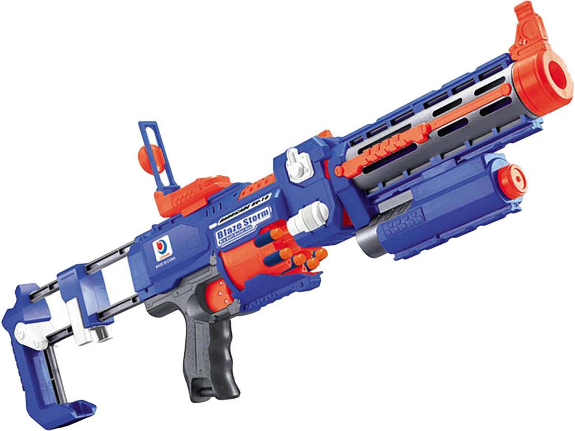 Blaze Storm Foam Blaster Full Auto Electric Foam Blaster Rifle with Drum Mag & Laser (Model: Blue)