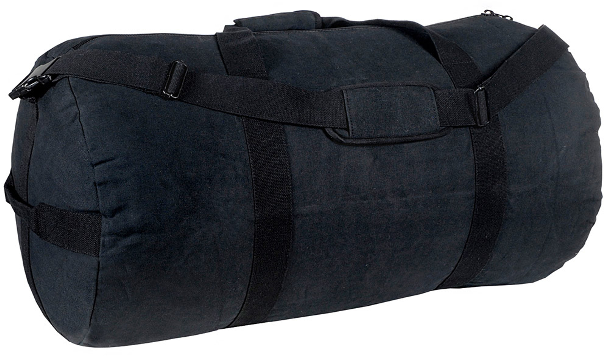 World Famous 24"X14" Waxed Canvas Round Duffle Bag - Black