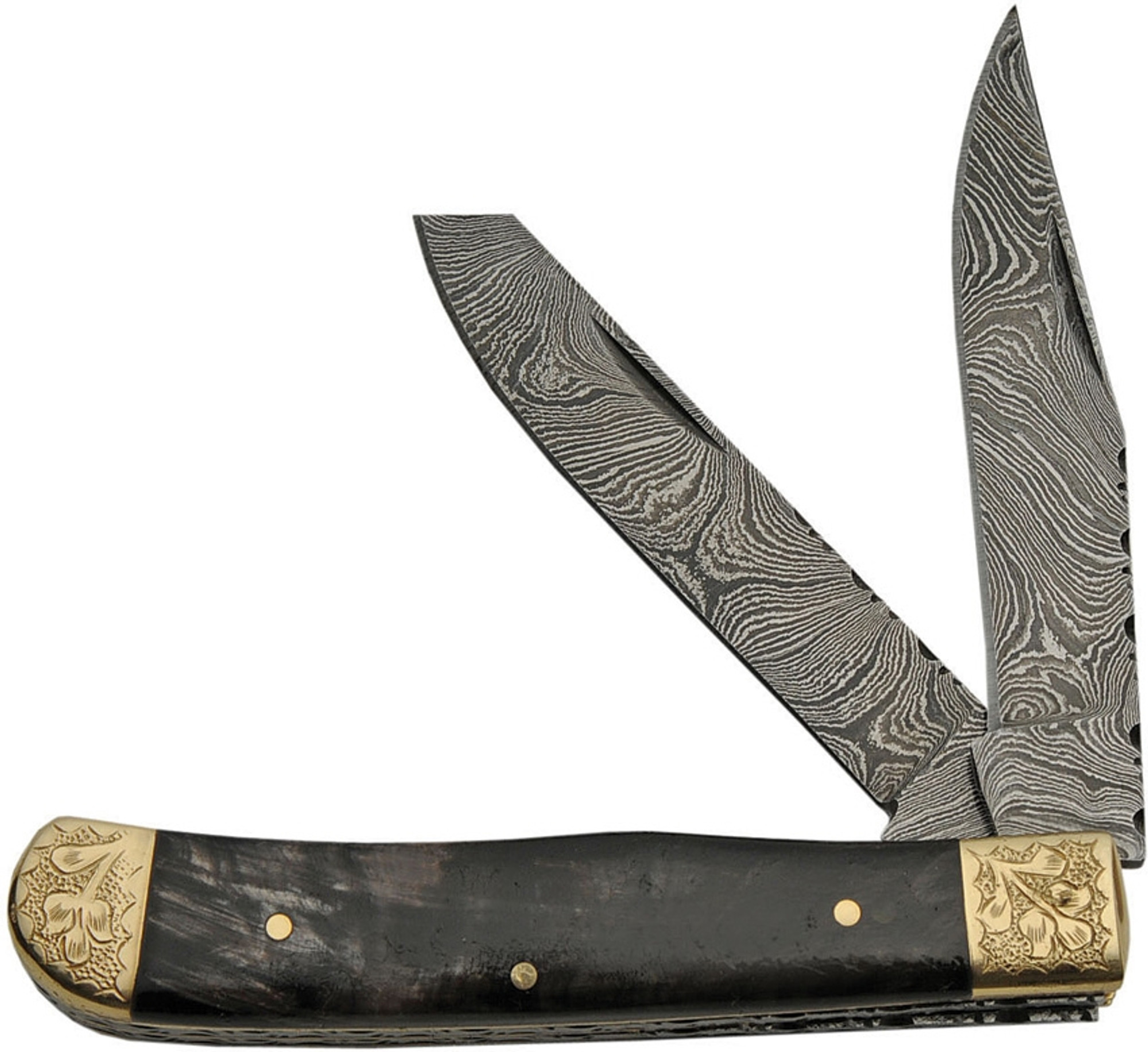 Damascus Trapper Horn Handle