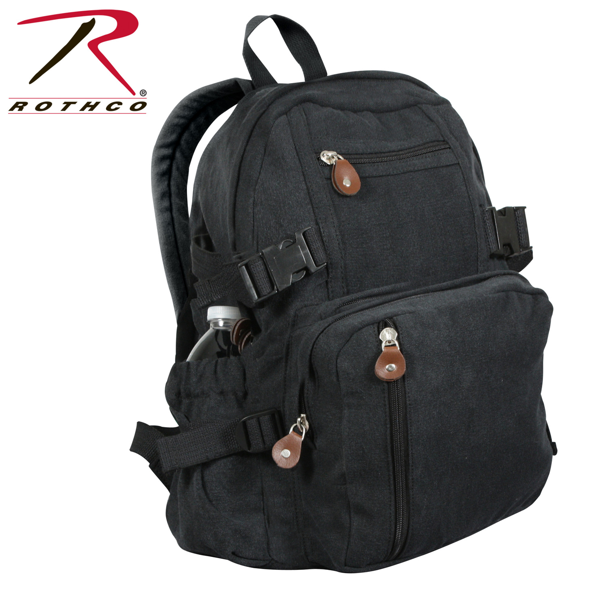 Rothco Vintage Canvas Compact Backpack - Black