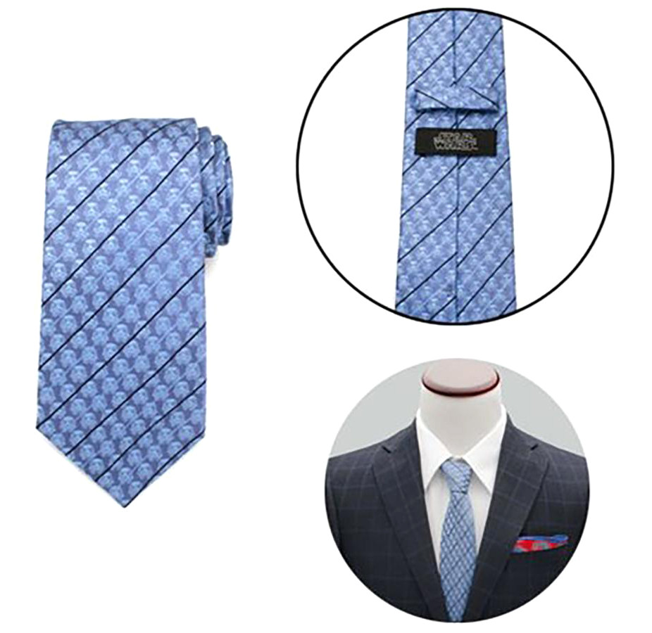 Star Wars Stormtrooper Blue Modern Stripe Mens Silk Tie
