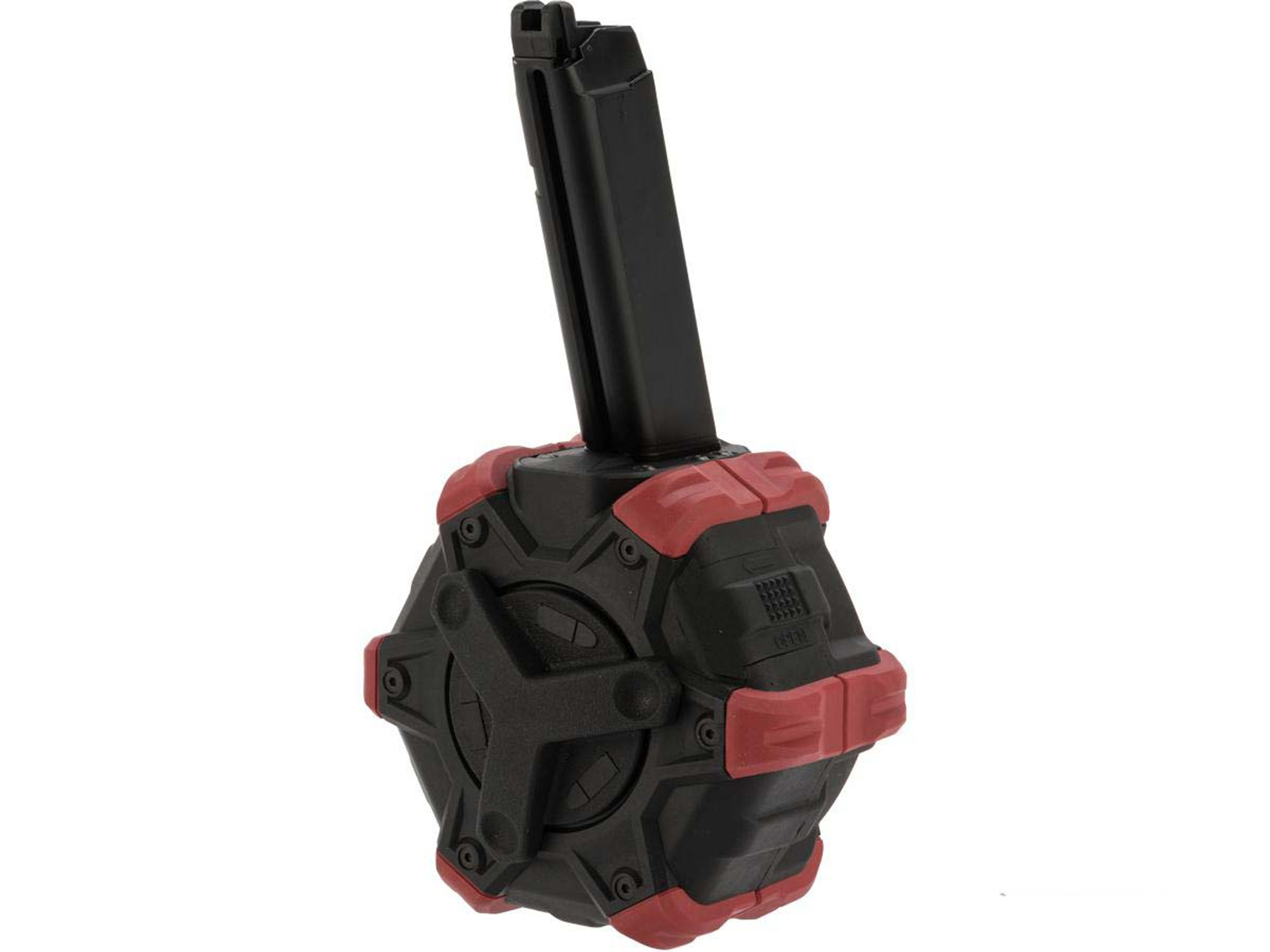 AW Custom Drum Magazine for Gas Blowback Airsoft Pistols & Rifles (Type: SAI BLU / Elite Force GLOCK / Red)