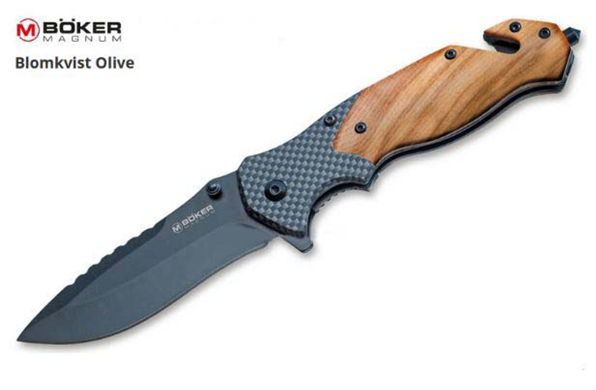 Boker Magnum Blomkvist Flipper Folding Knife, 440A, Olive Wood, 01MB736