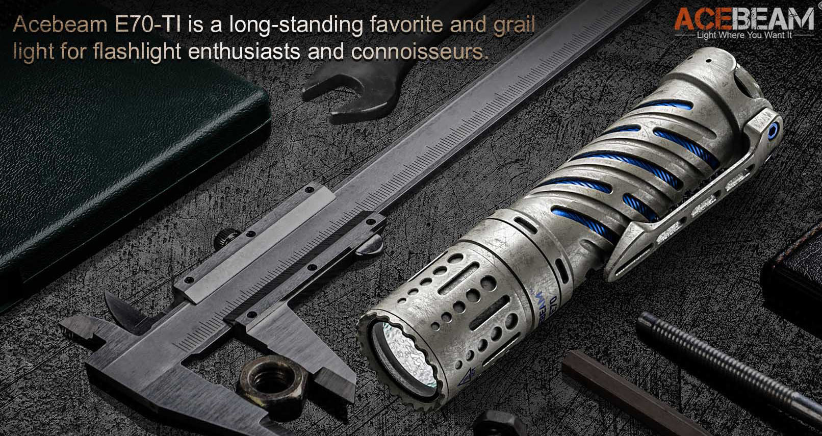 Acebeam E70TI EDC Flashlight, Titanium Stonewash 4000 Lumens 6500K