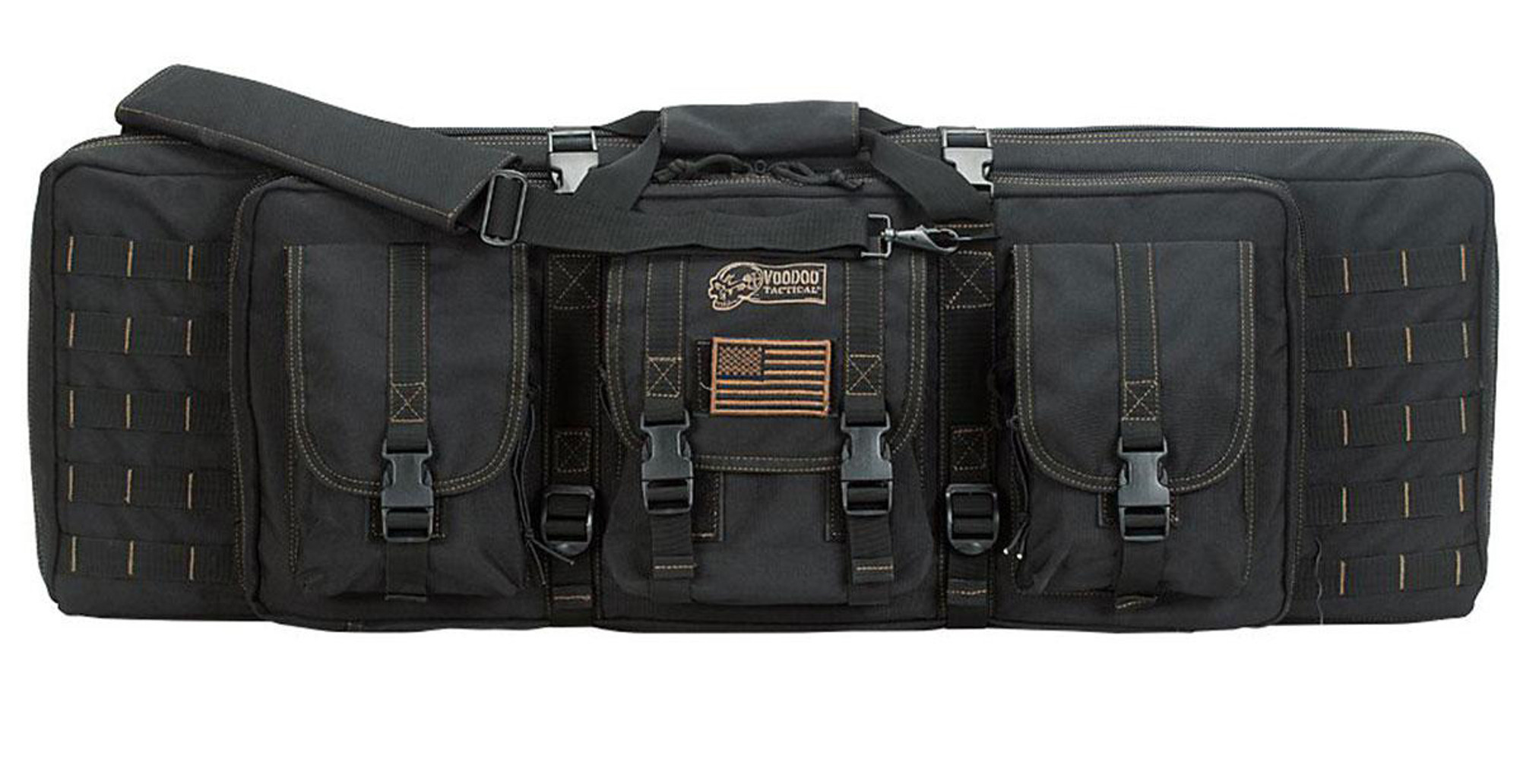 Voodoo Tactical 36" Die Cut MOLLE Padded Weapons Case / Gun Bag (Model: Black w/ Coyote Stitching)