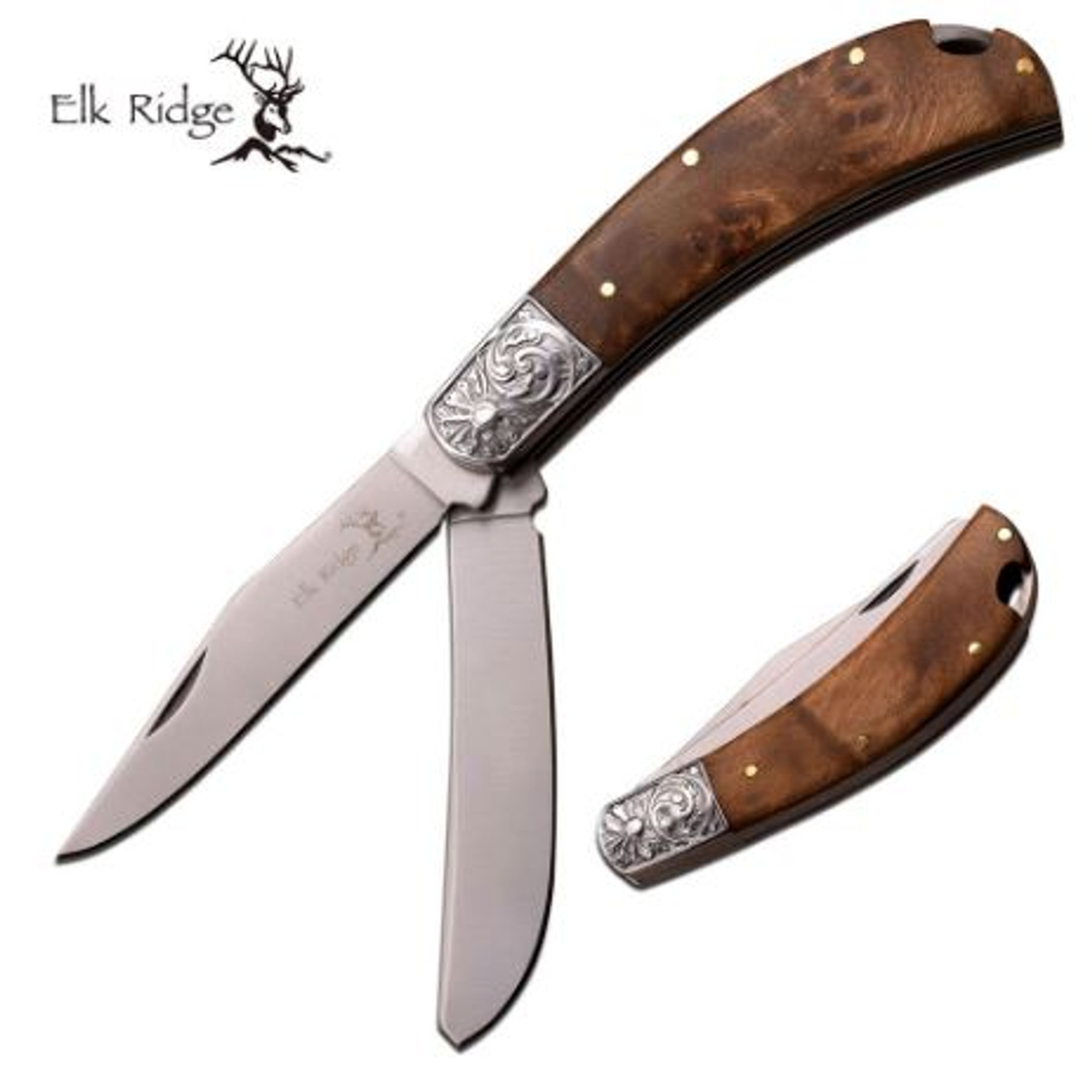 Elk Ridge ER552BW Pocket Knife - Burl Wood