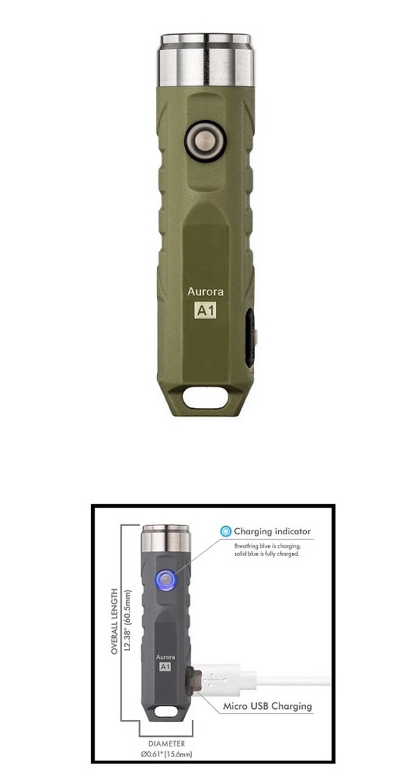 RovyVon Aurora A1XGRN Polymer EDC Flashlight - 650 Lumens