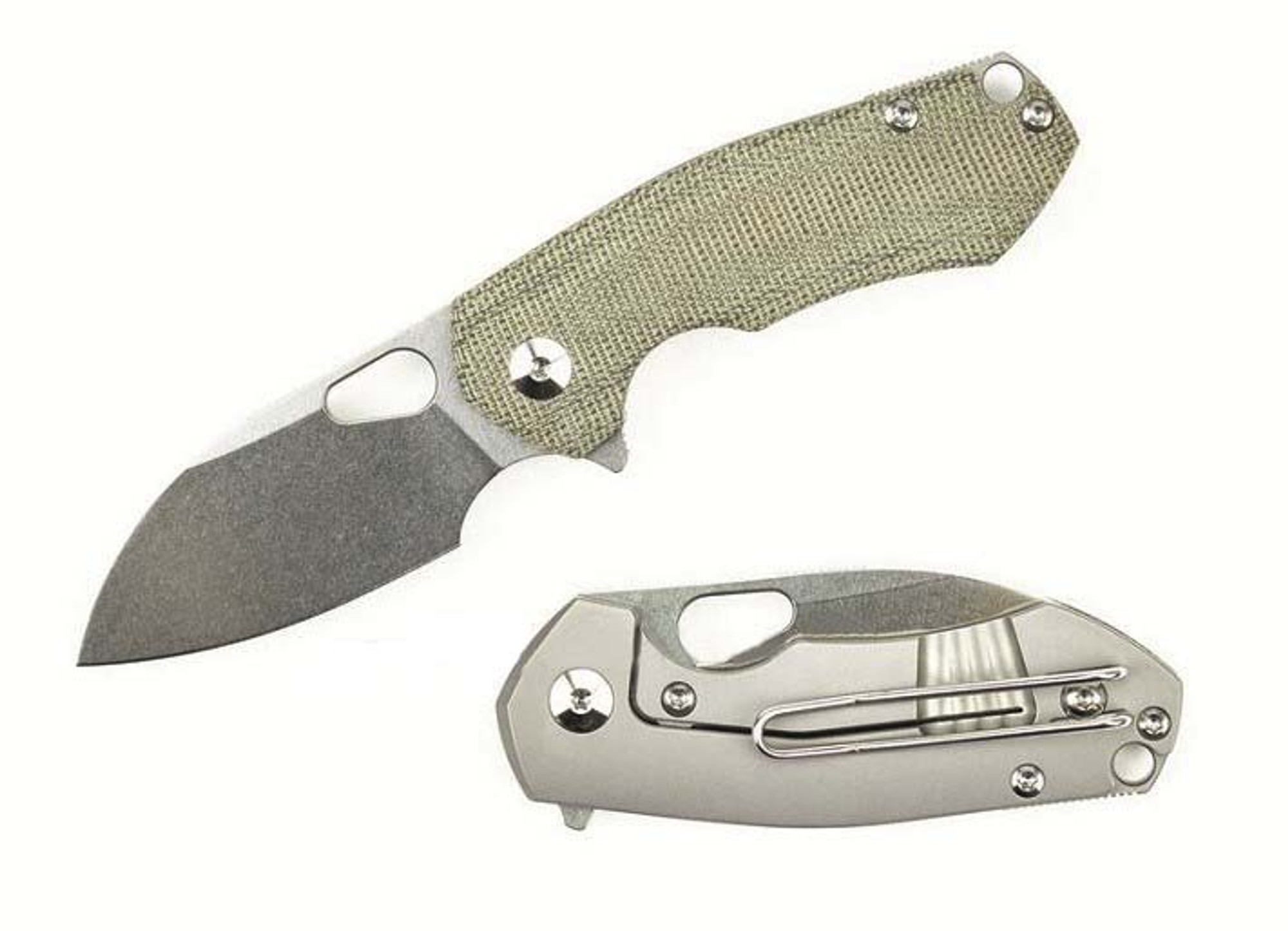 GiantMouse ACE RIV Framelock Folding Knife, Elmax Steel, Micarta Green, GMRIVGRN