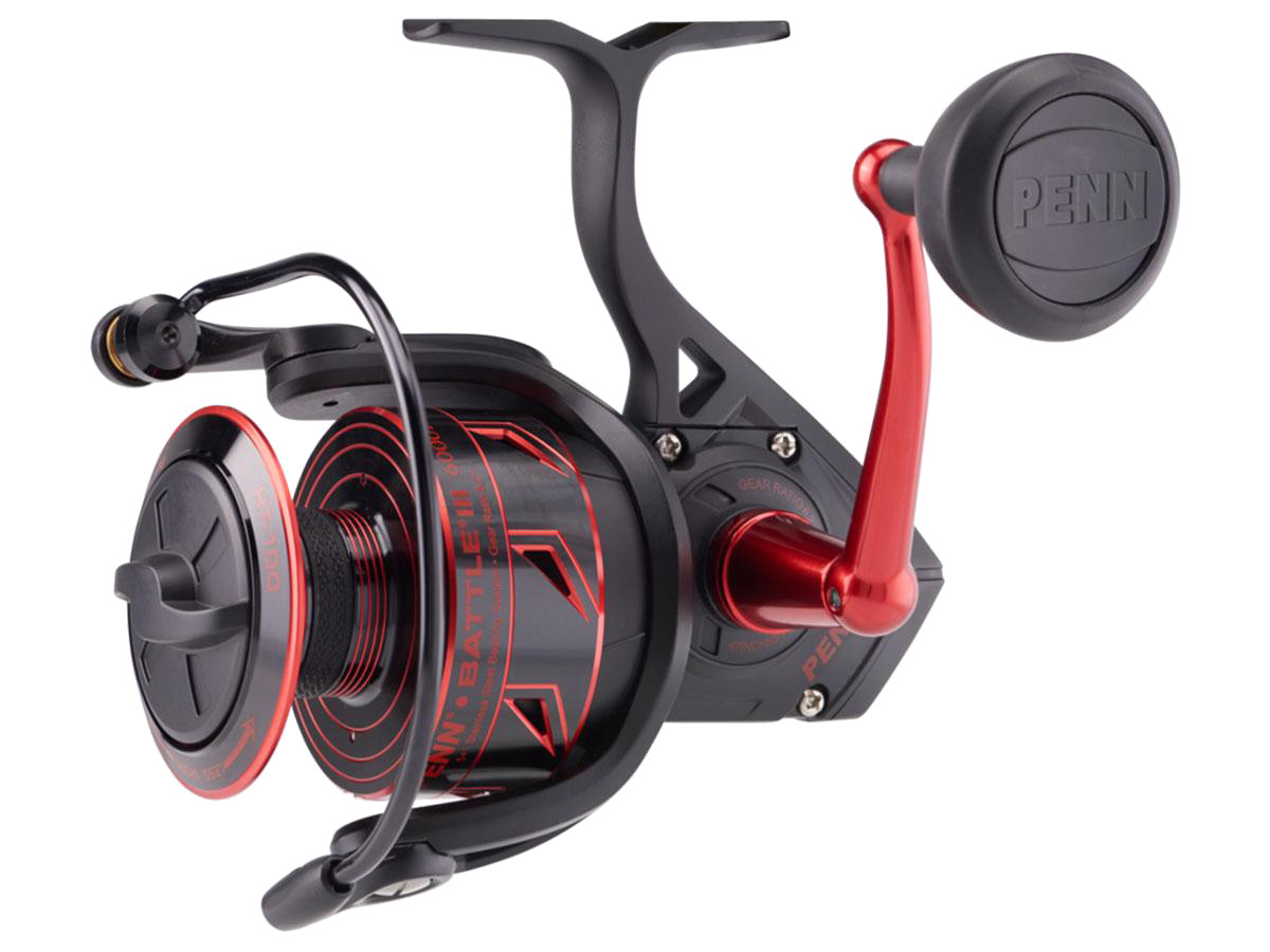 Penn Battle III Ambidextrous Reversible Spinning Fishing Reel (Model: Red Black / BTLIII4000HS)