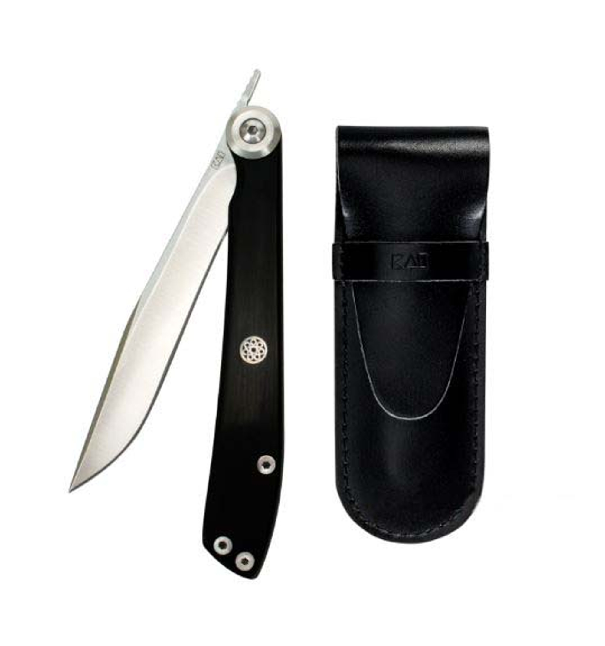 KAI 5700X 3.25" Personal Folding Steak Knife, Leather Sheath