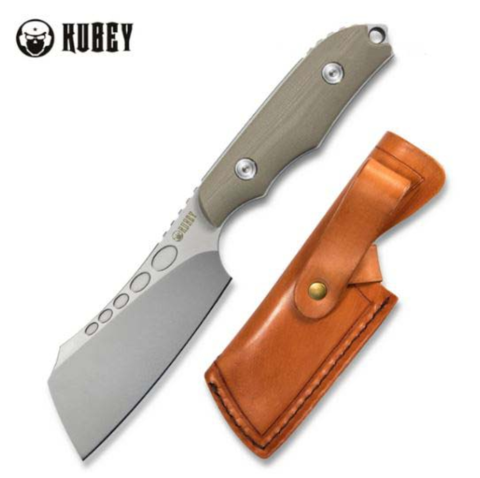 Kubey Aiden Full Tang Fixed Blade Knife, D2 Steel, Micarta Tan, KU341B