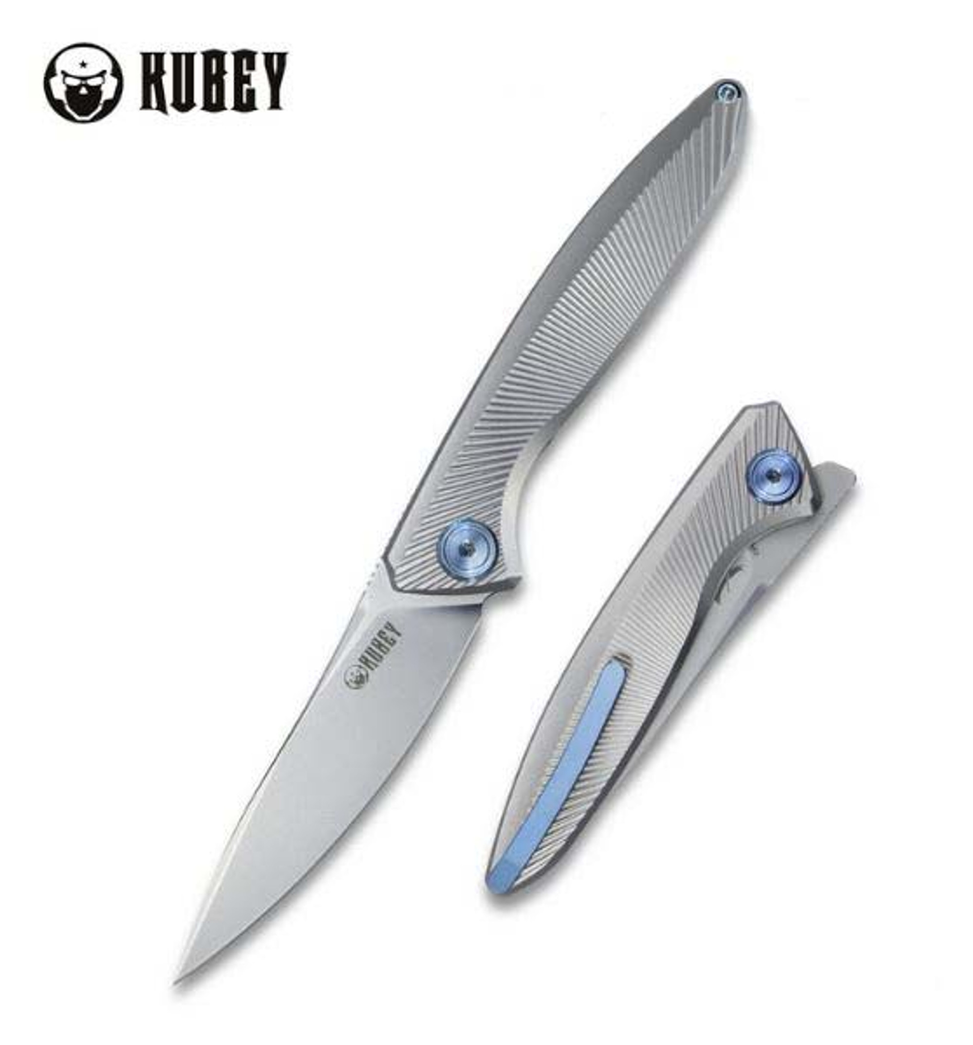 Kubey Pike Flipper Folding Knife, CPM 20CV, Titanium Handle, KB2103A