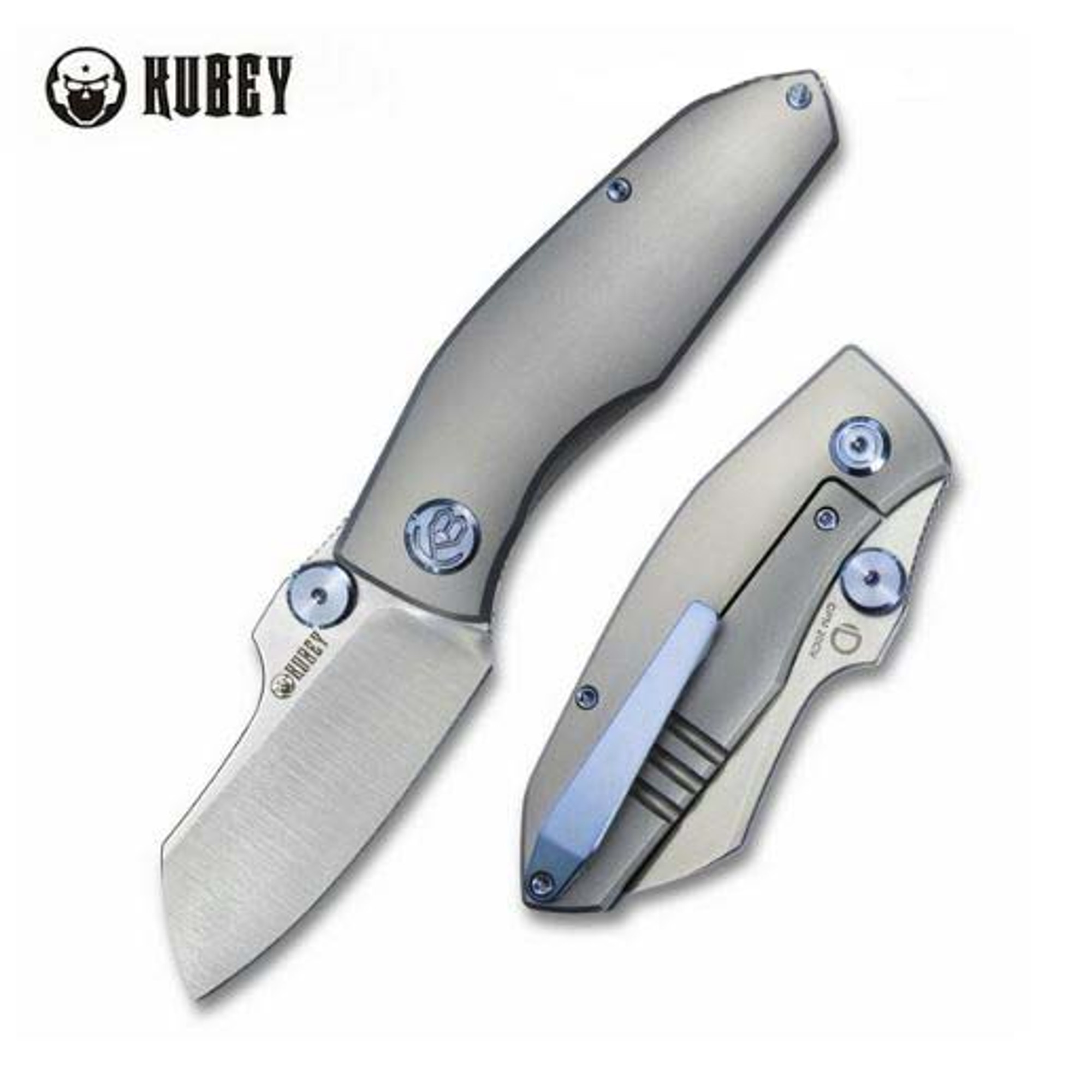 Kubey Monsterdog Framelock Folding Knife, CPM 20CV Satin, Titanium, KB285