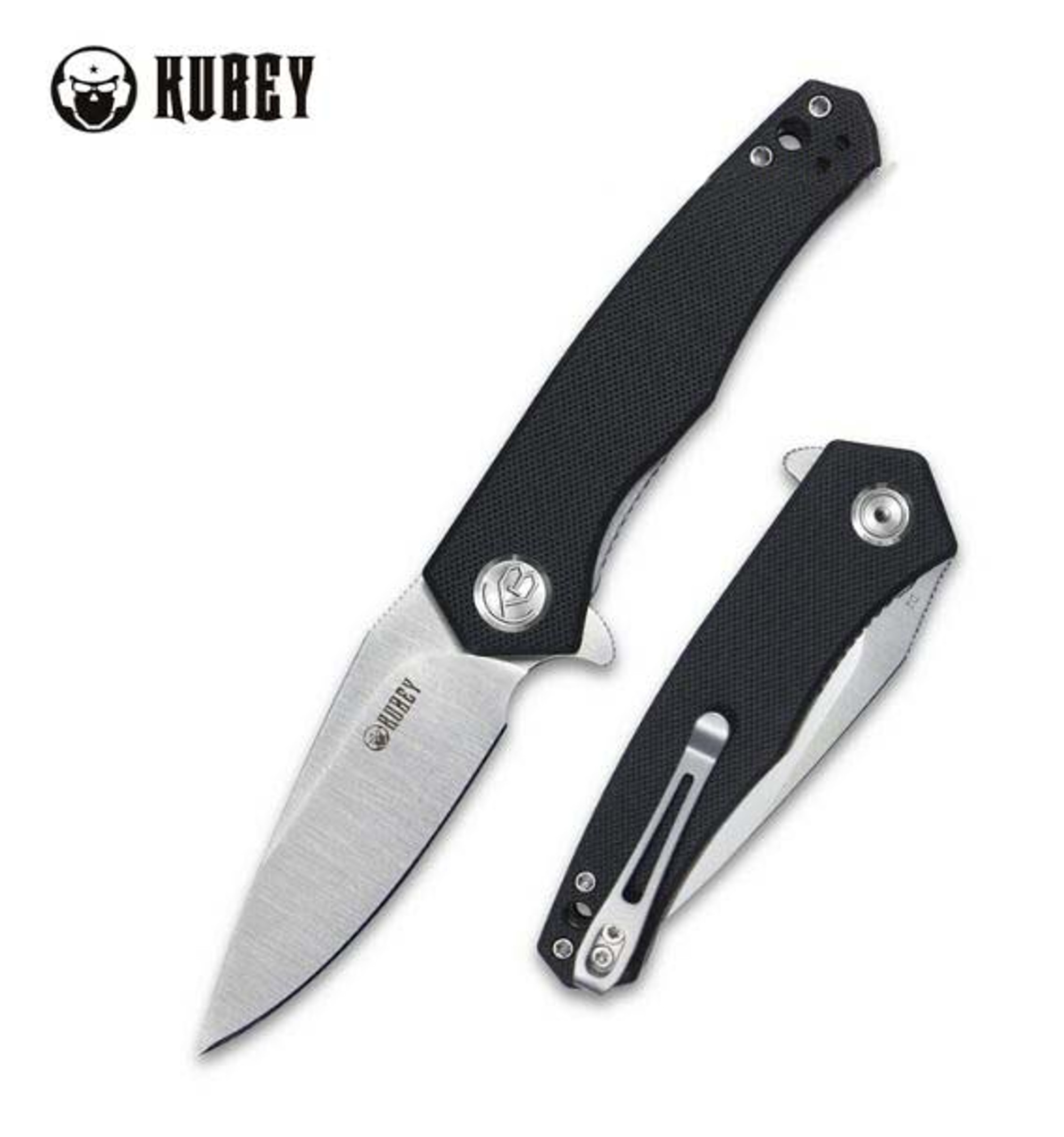 Kubey Flipper Folding Knife, D2 Steel, G10 Black, KU055A