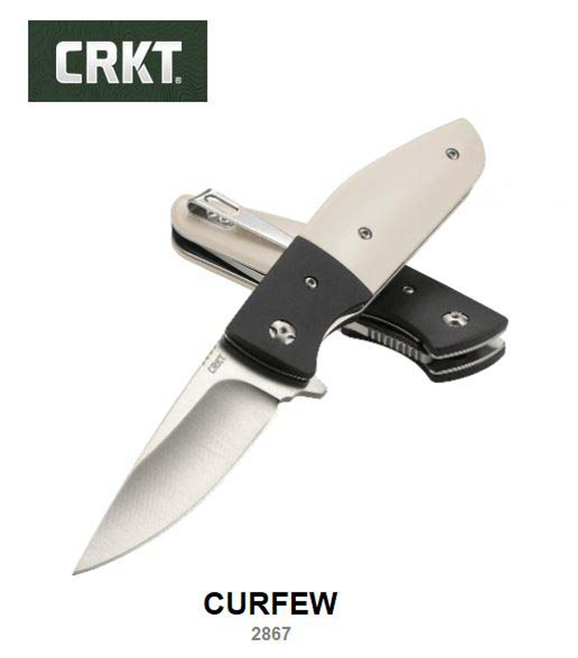 CRKT Curfew Flipper Folding Knife, Assisted Opening, White Fiber/Aluminum, CRKT2867