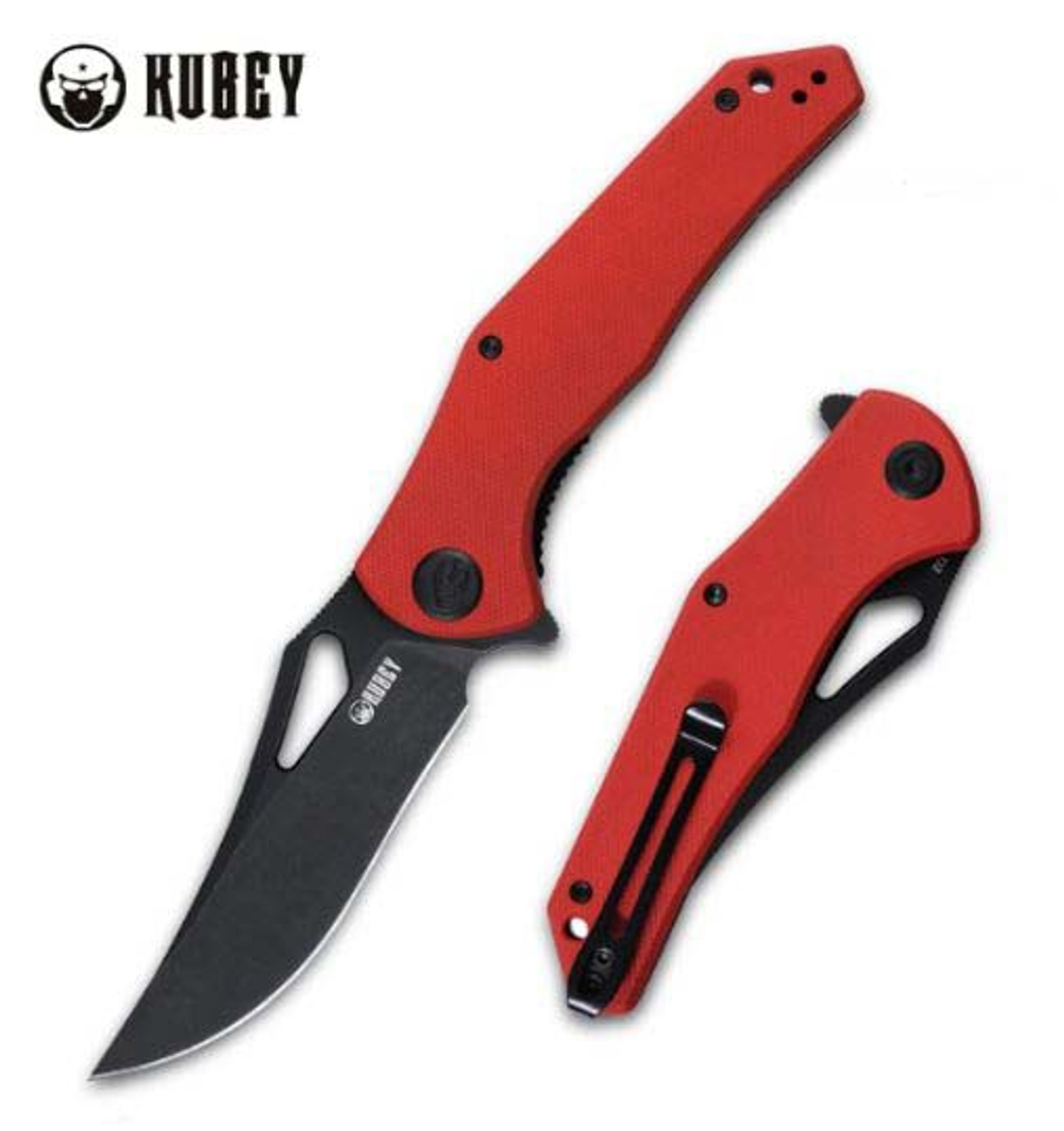 Kubey 149C Flipper Folding Knife, D2 Black, G10 Red, KU149C