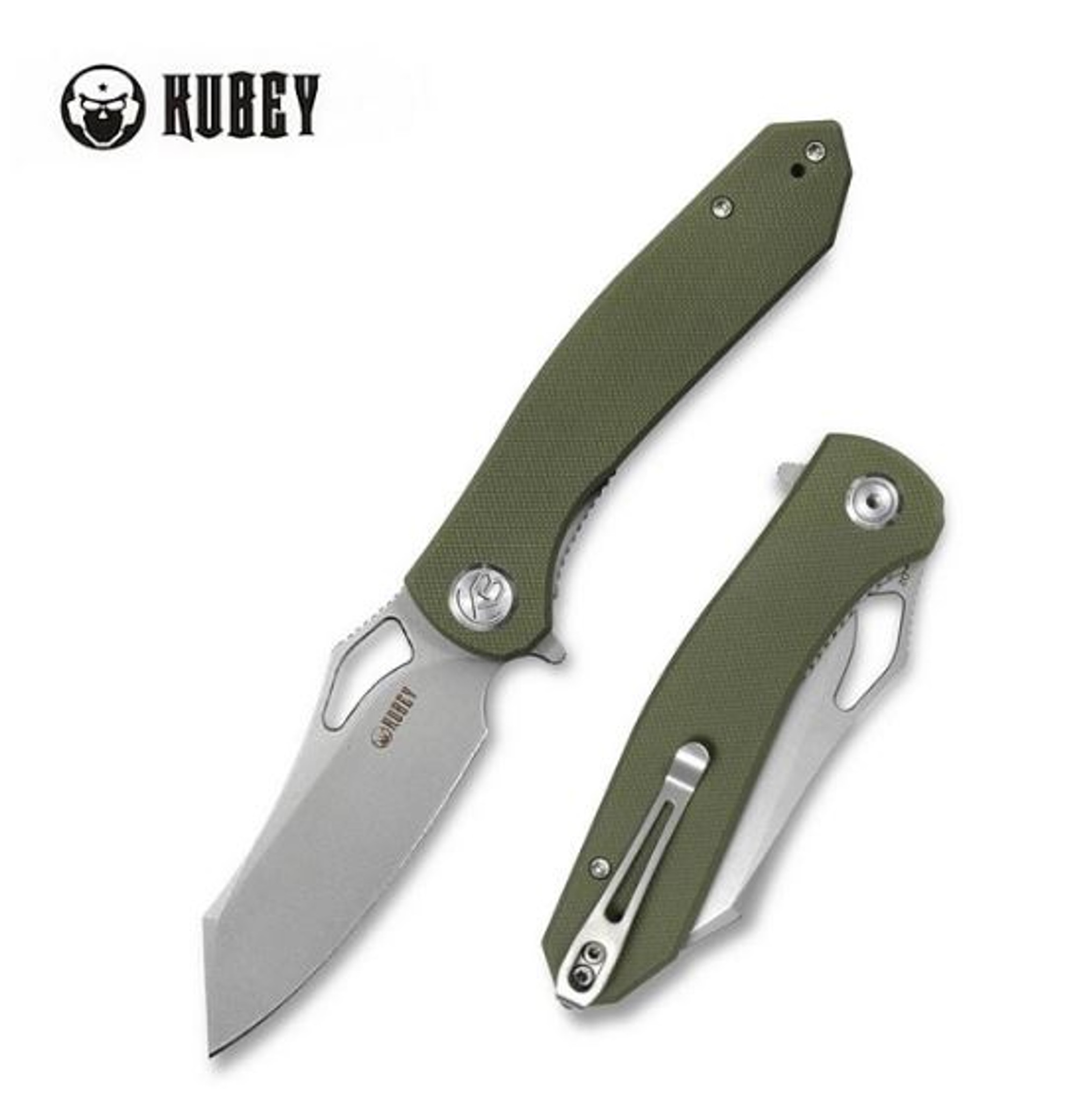 Kubey Drake Flipper Folding Knife, D2 Steel, G10 Green, KU310C
