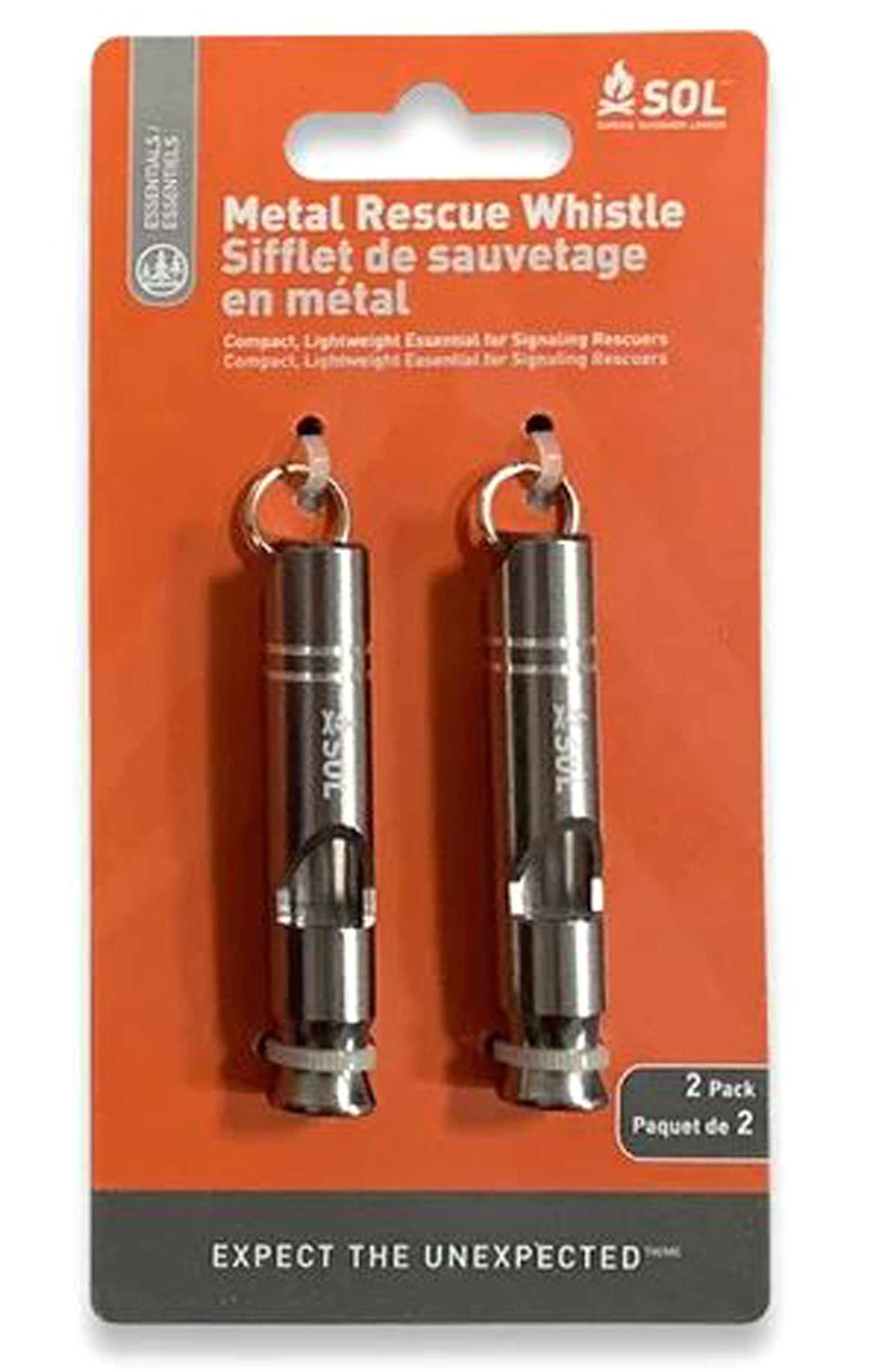 Survive Outdoors Longer SOL Metal Rescue Whistle [Set of 2]