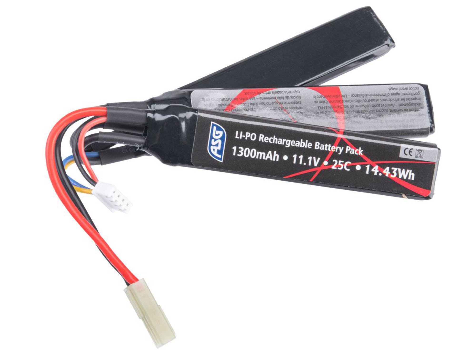 ASG 11.1V 1300mAh 25C High Performance Tri-Panel Airsoft LiPo