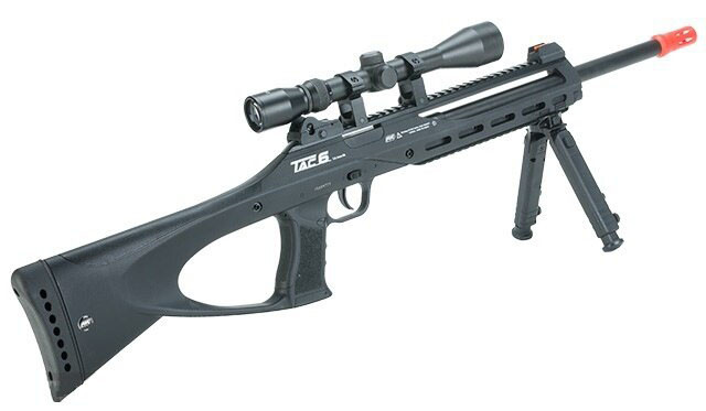 ASG TAC6 CO2 Powered Airsoft Sniper Rifle with Bipod and Integrated